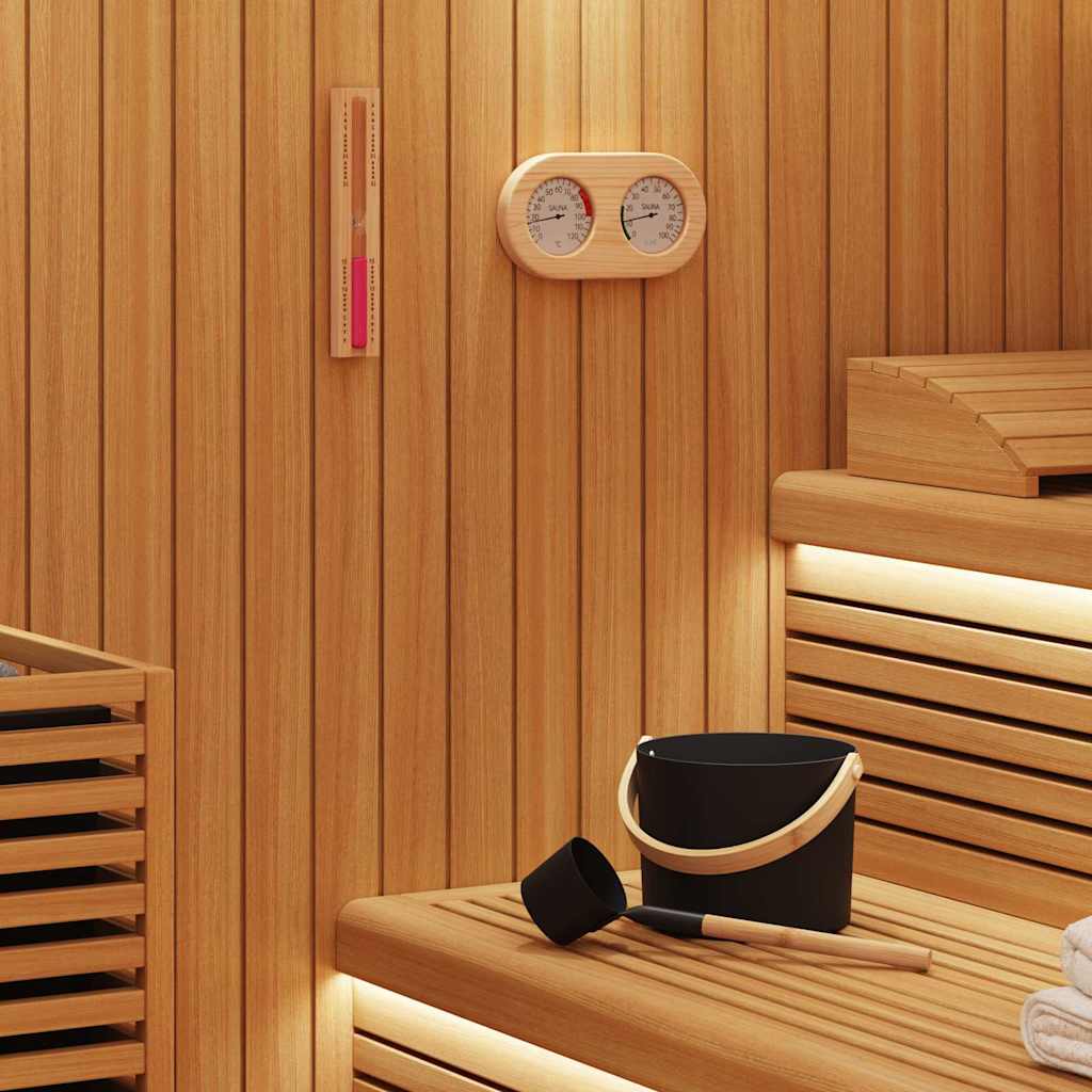 Sauna Accessory Set 4 pcs Black Aluminium and Solid Pine Wood