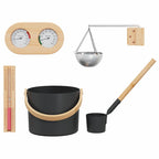 Sauna Accessory Set 5 pcs Black Aluminium and Solid Pine Wood