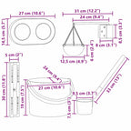 Sauna Accessory Set 5 pcs Black Aluminium and Solid Pine Wood