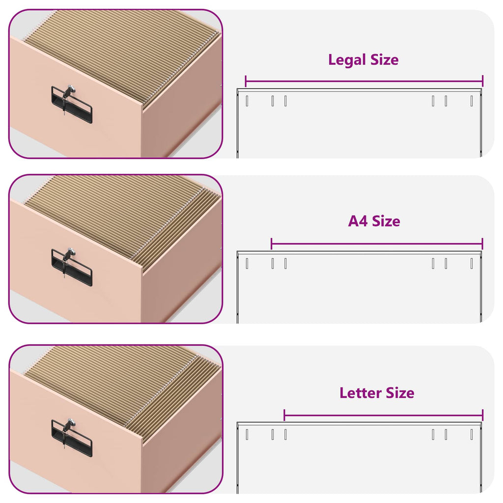 File Cabinet Pink 45.5 x 42 x 139 cm Cold-Rolled Steel