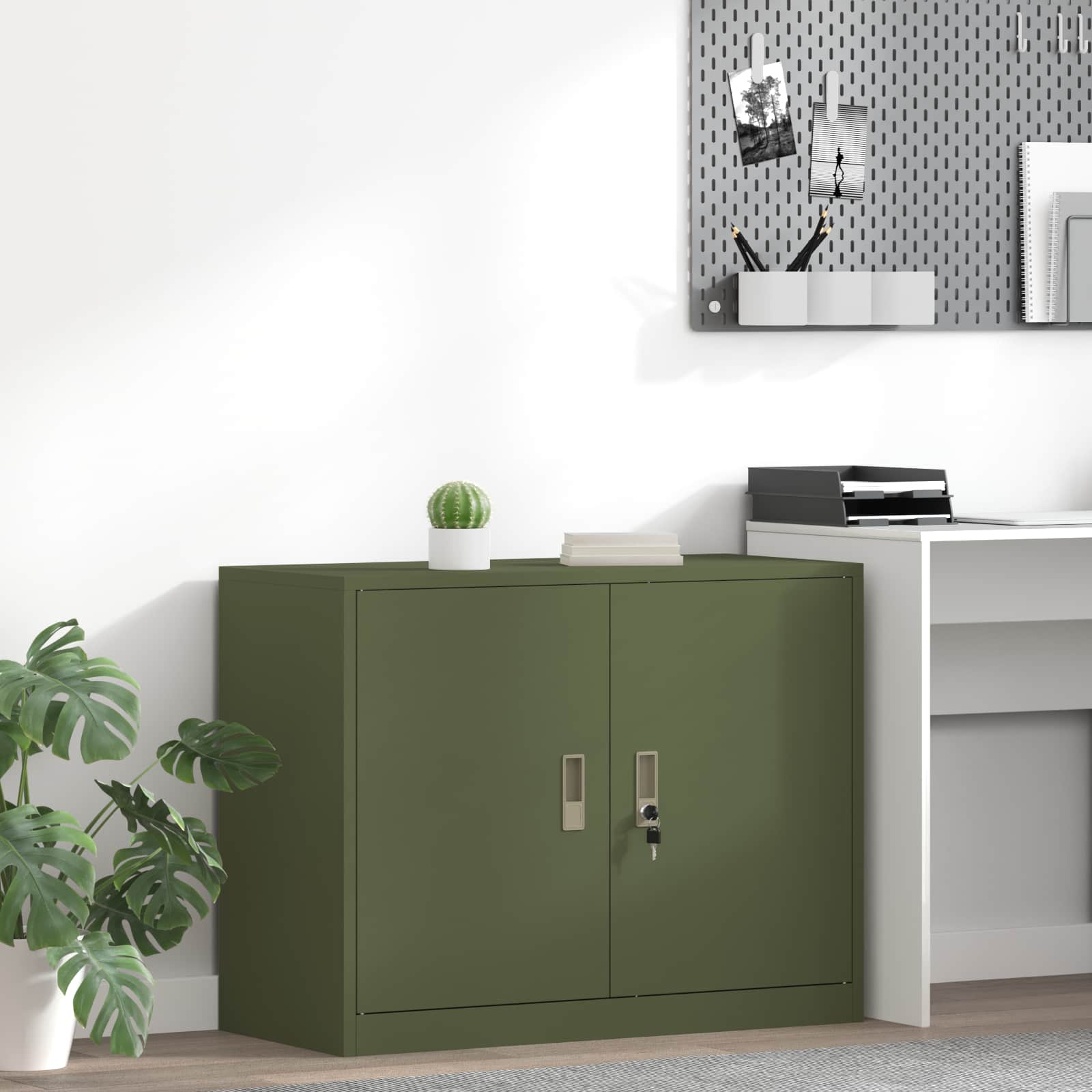 Storage Cabinet Olive Green 90 x 40 x 70 cm Cold-Rolled Steel