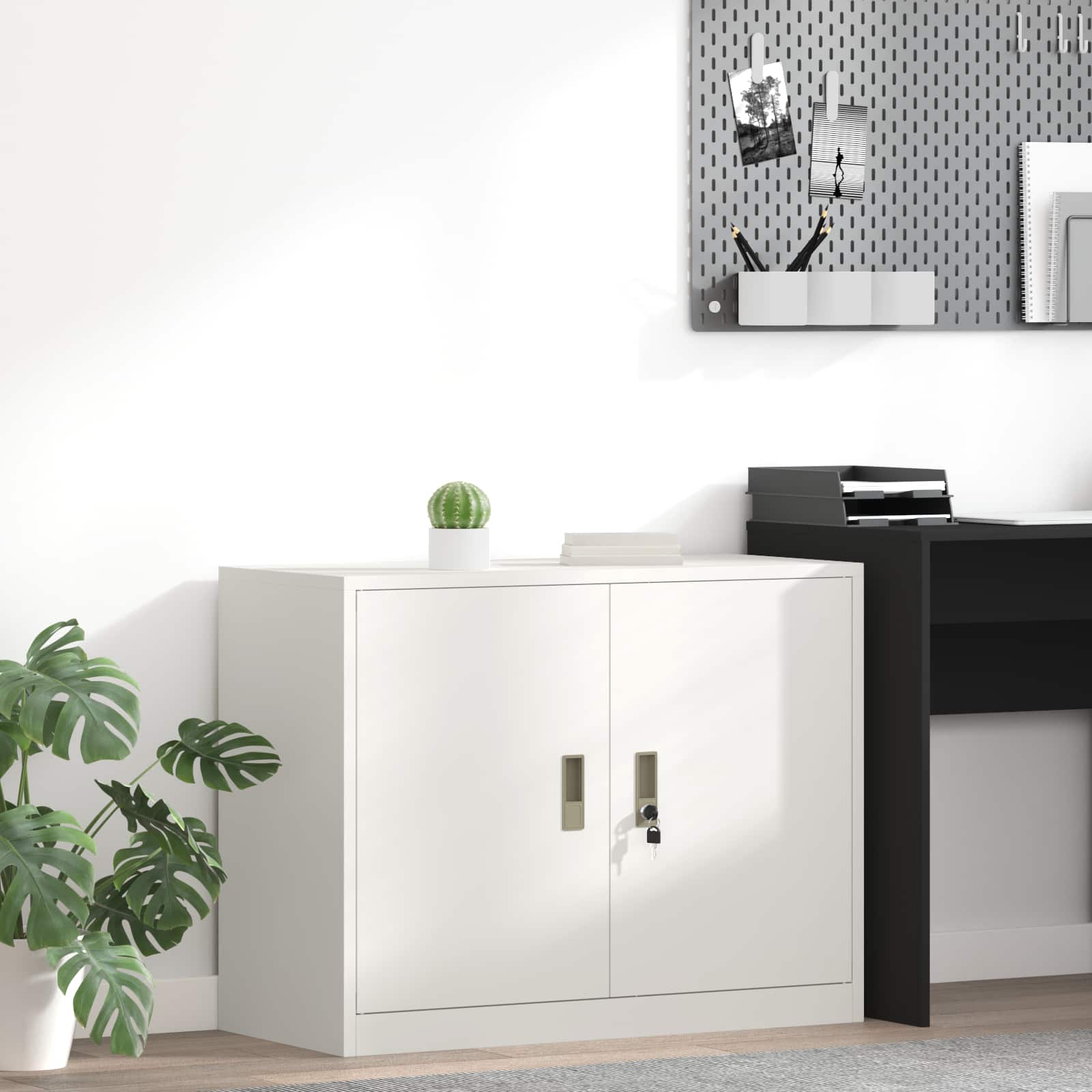 Storage Cabinet White 90 x 40 x 70 cm Cold-Rolled Steel