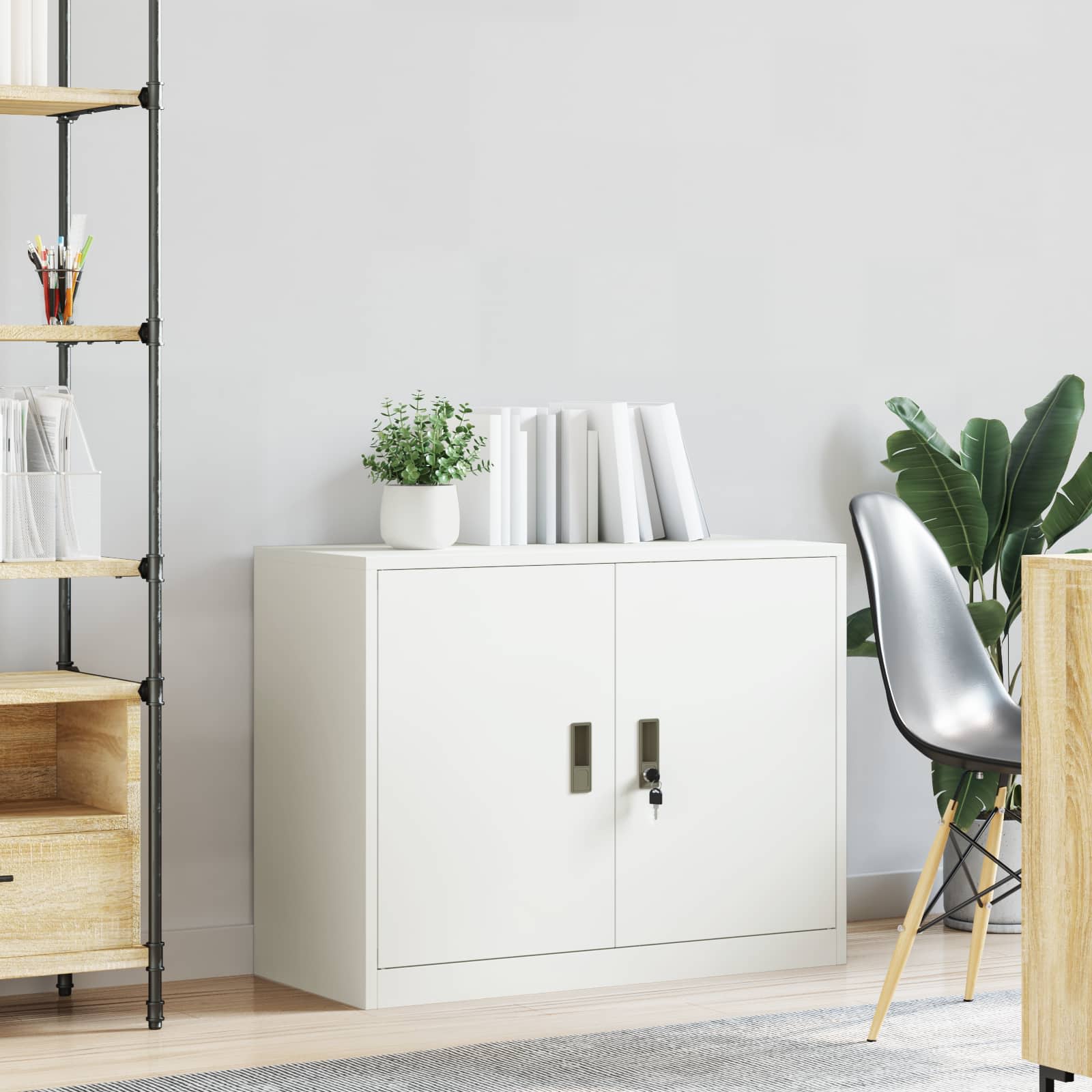 Storage Cabinet White 90 x 40 x 70 cm Cold-Rolled Steel