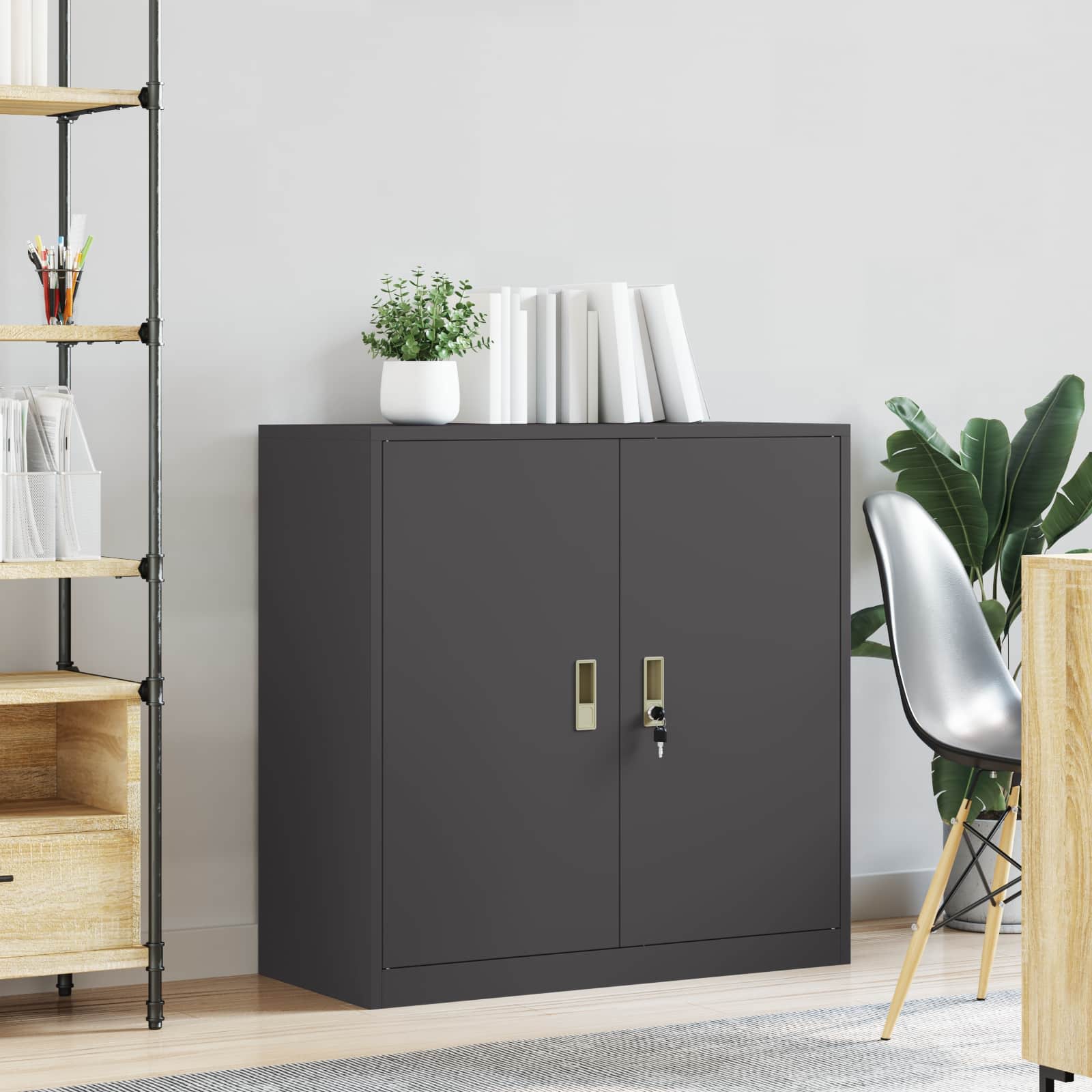 Storage Cabinet Black 90 x 40 x 90 cm Cold-Rolled Steel