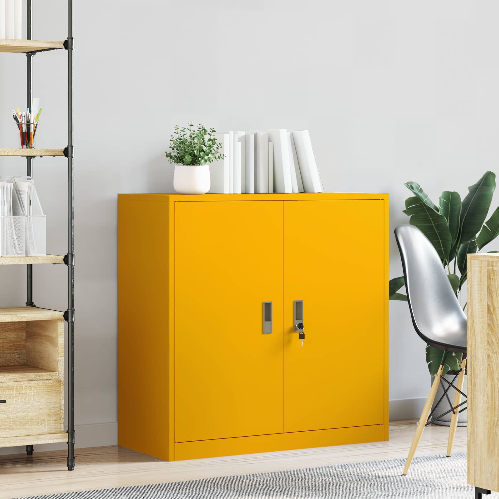 Storage Cabinet with Storage Mustard Yellow 90 x 40 x 90 cm