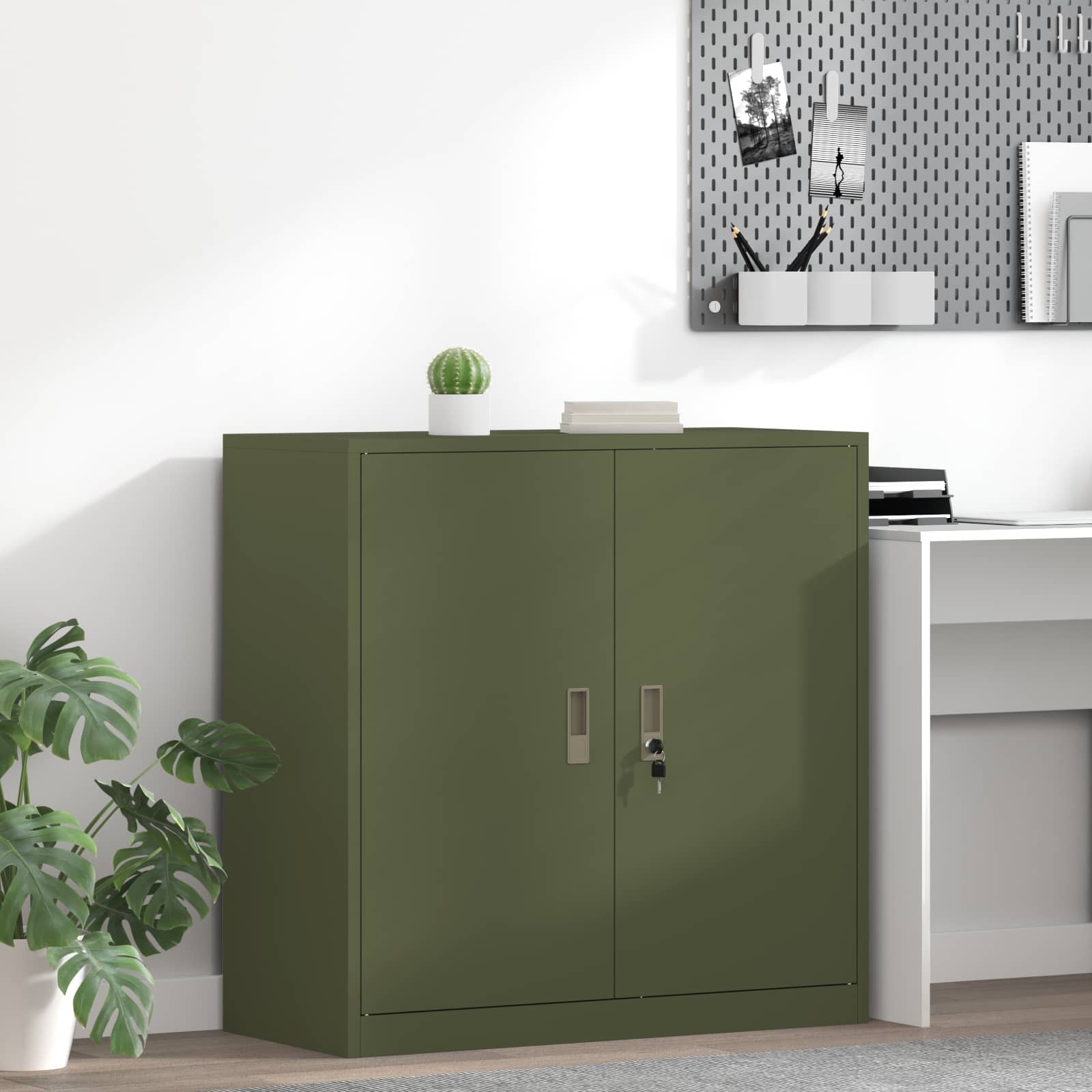 Storage Cabinet Olive Green 90 x 40 x 90 cm Cold-Rolled Steel
