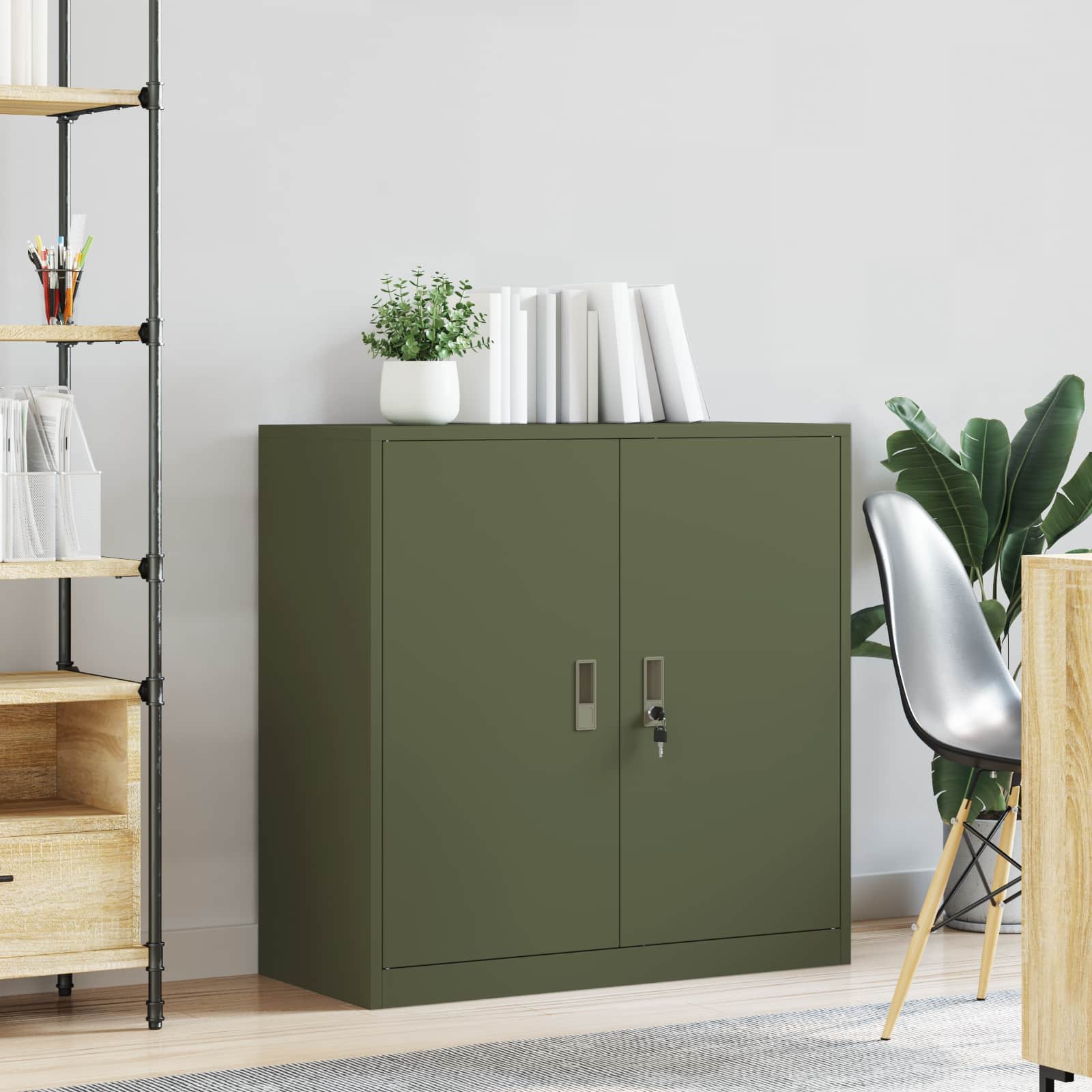 Storage Cabinet Olive Green 90 x 40 x 90 cm Cold-Rolled Steel