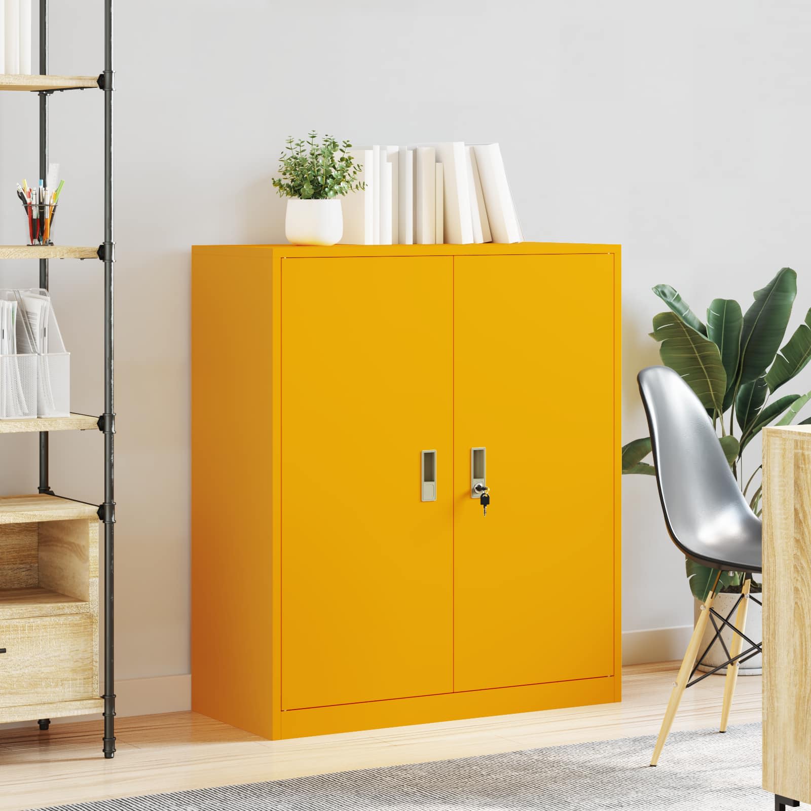 Storage Cabinet with Storage Mustard Yellow 90 x 40 x 105 cm