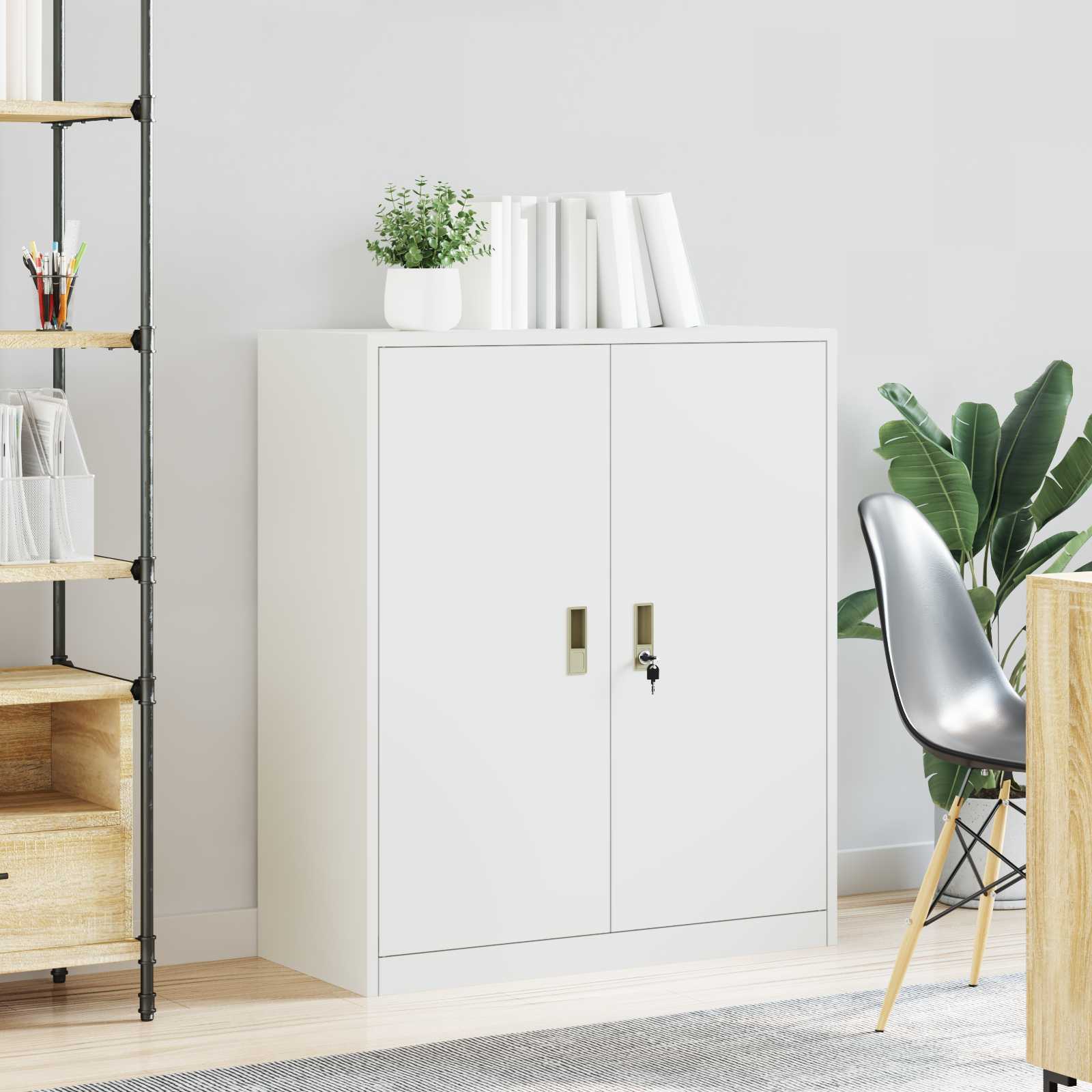 Storage Cabinet White 90 x 40 x 105 cm Cold-Rolled Steel