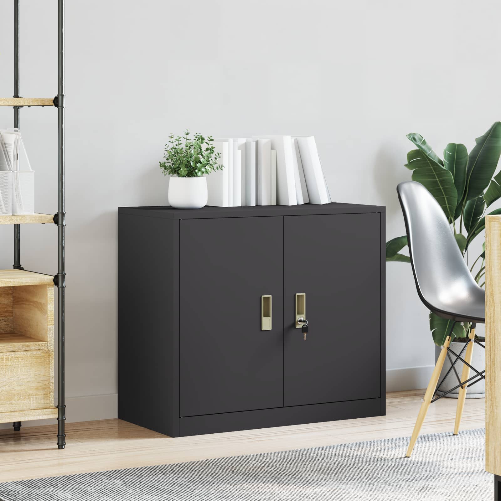 Storage Cabinet Black 80 x 40 x 70 cm Cold-Rolled Steel