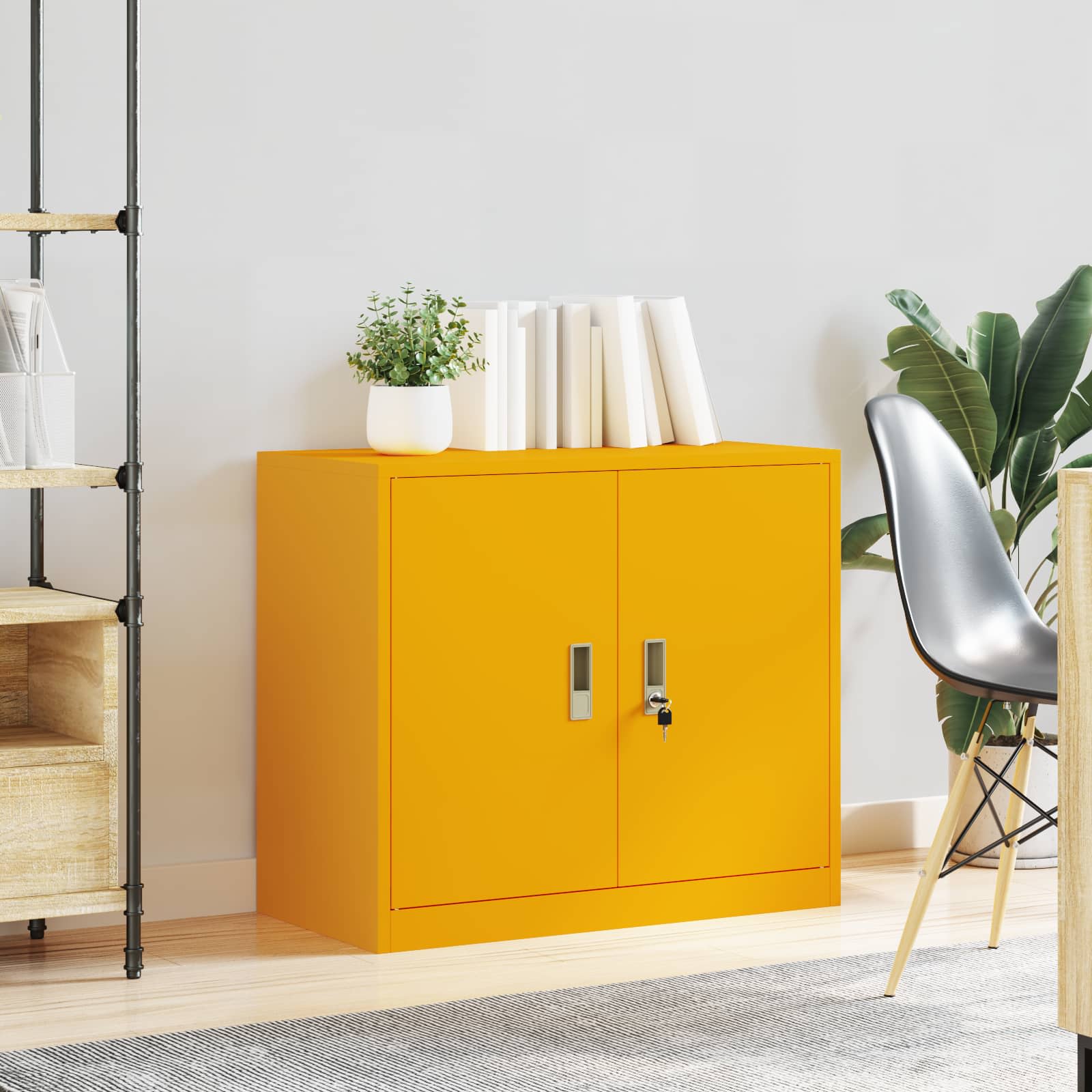 Storage Cabinet with Storage Mustard Yellow 80 x 40 x 70 cm