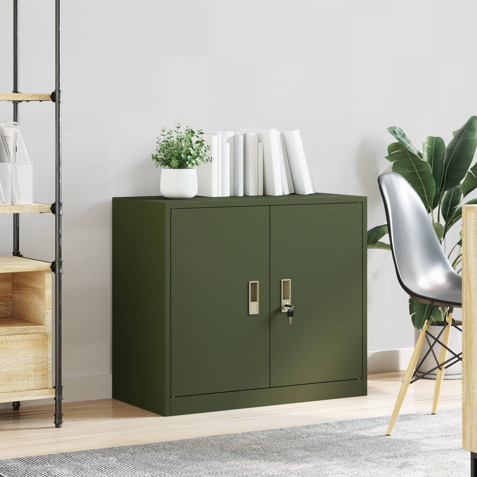 Storage Cabinet Olive Green 80 x 40 x 70 cm Cold-Rolled Steel
