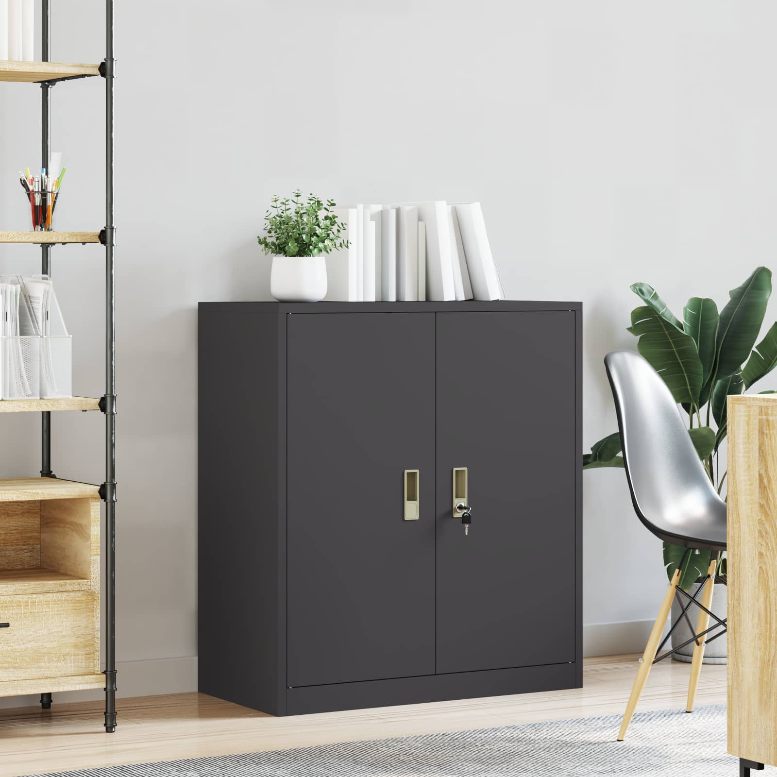 Storage Cabinet Black 80 x 40 x 90 cm Cold-Rolled Steel