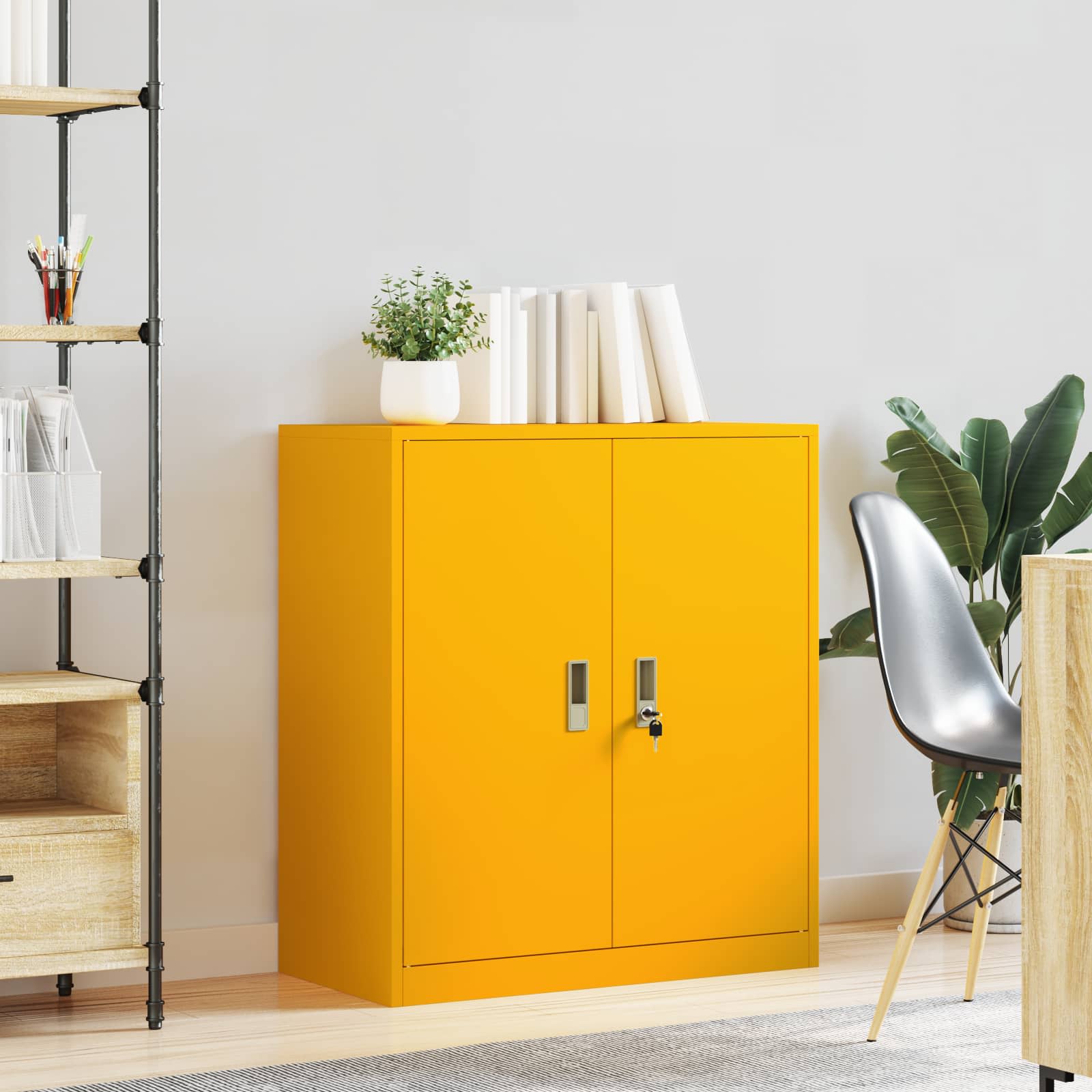 Storage Cabinet with Storage Mustard Yellow 80 x 40 x 90 cm