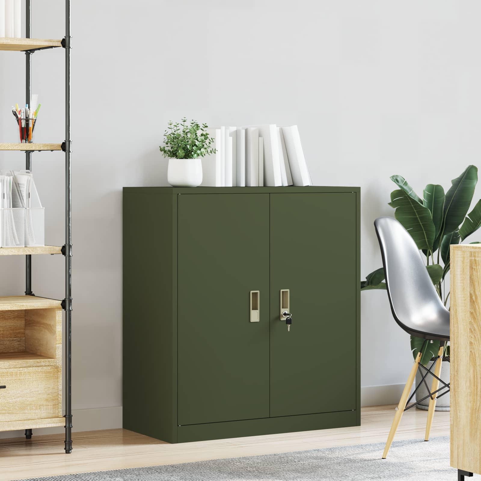 Storage Cabinet Olive Green 80 x 40 x 90 cm Cold-Rolled Steel
