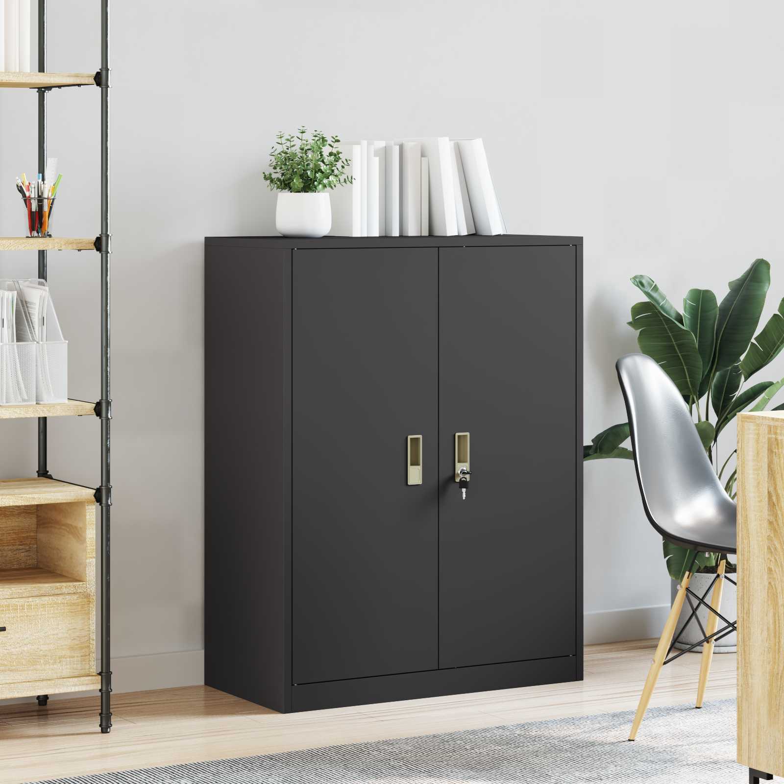 Storage Cabinet Black 80 x 40 x 105 cm Cold-Rolled Steel