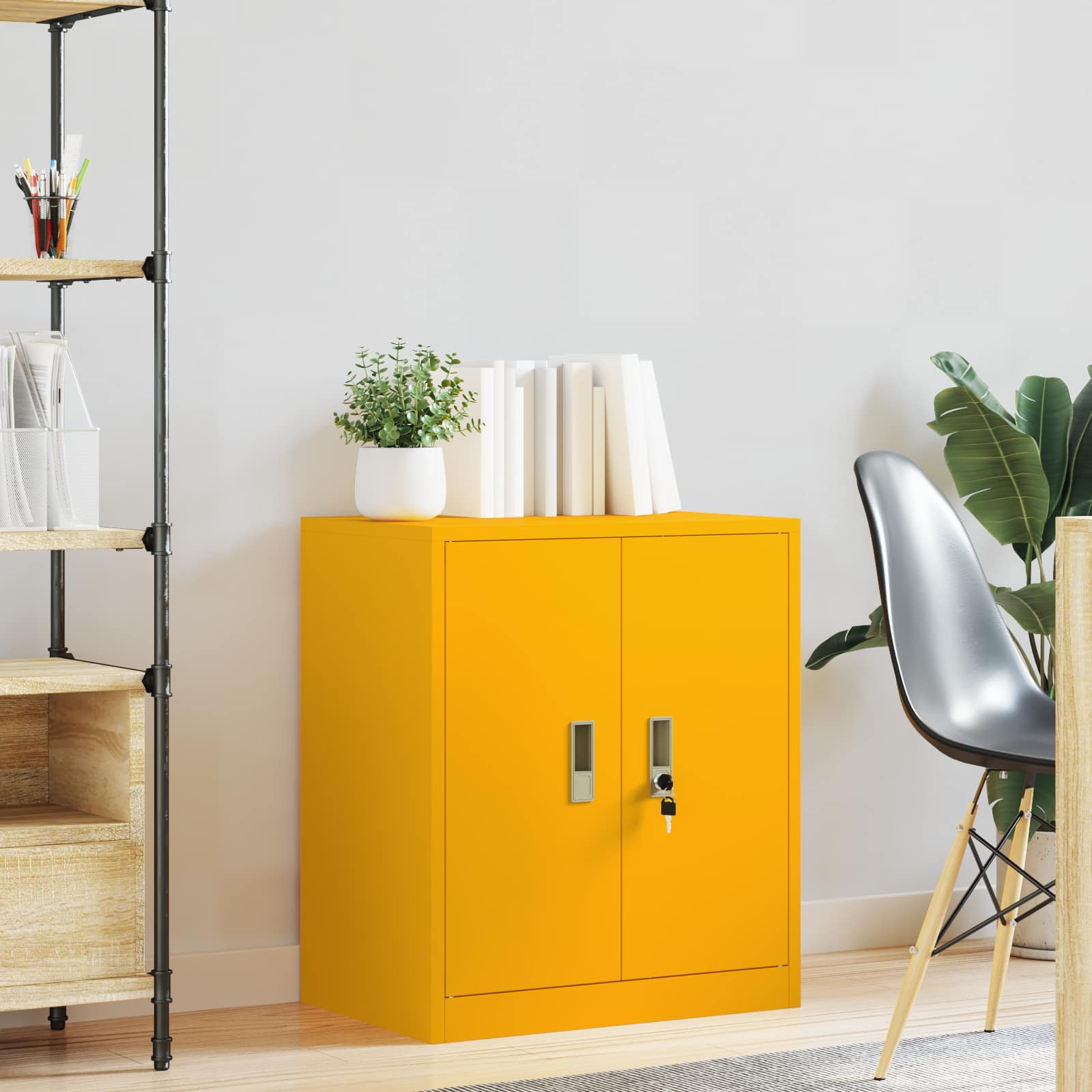 Storage Cabinet with Storage Mustard Yellow 60 x 40 x 70 cm