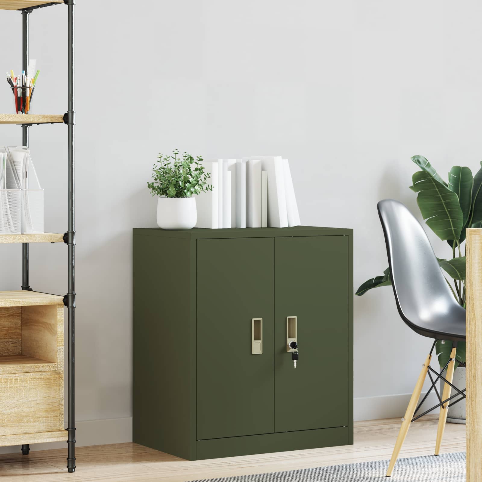 Storage Cabinet Olive Green 60 x 40 x 70 cm Cold-Rolled Steel