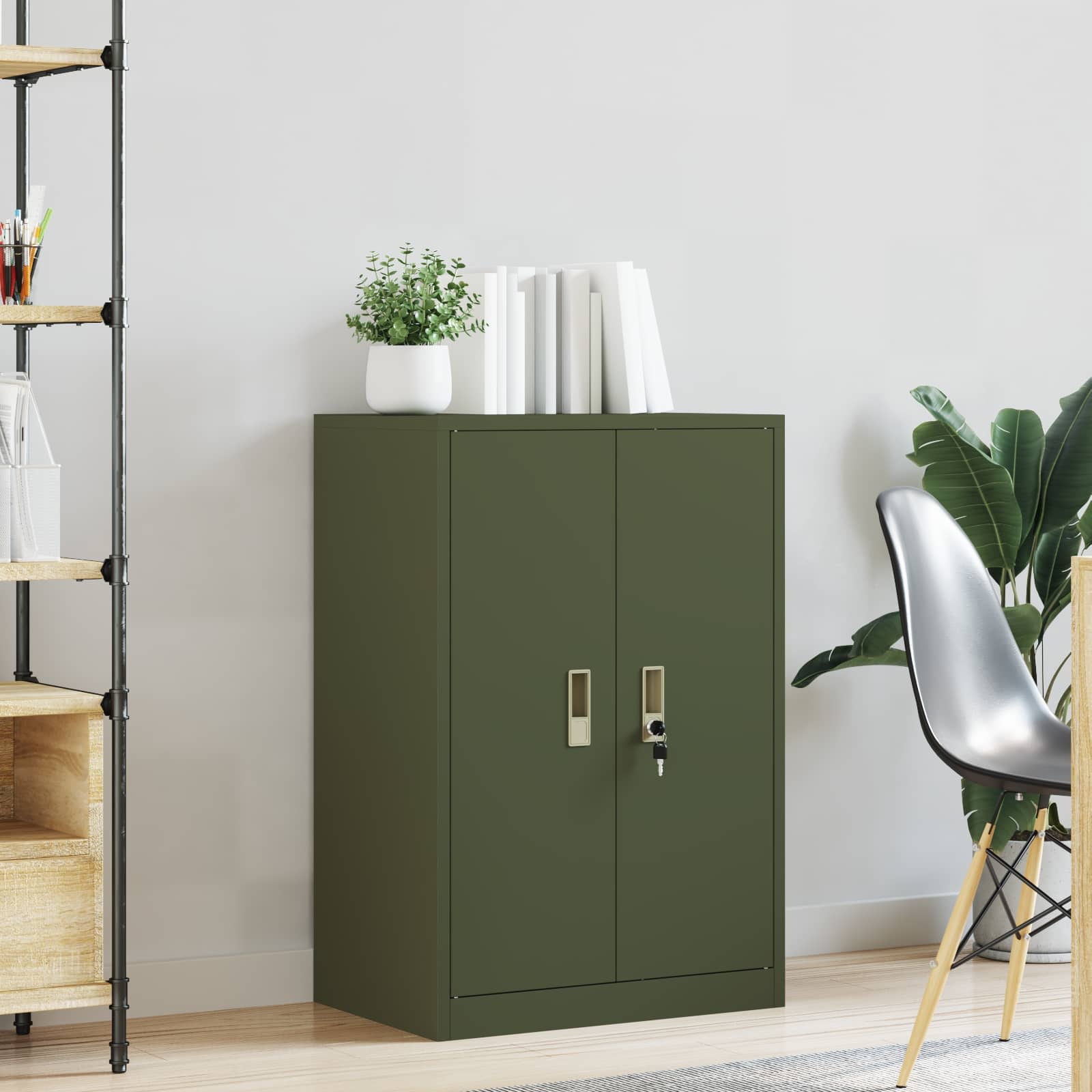 Storage Cabinet Olive Green 60 x 40 x 90 cm Cold-Rolled Steel