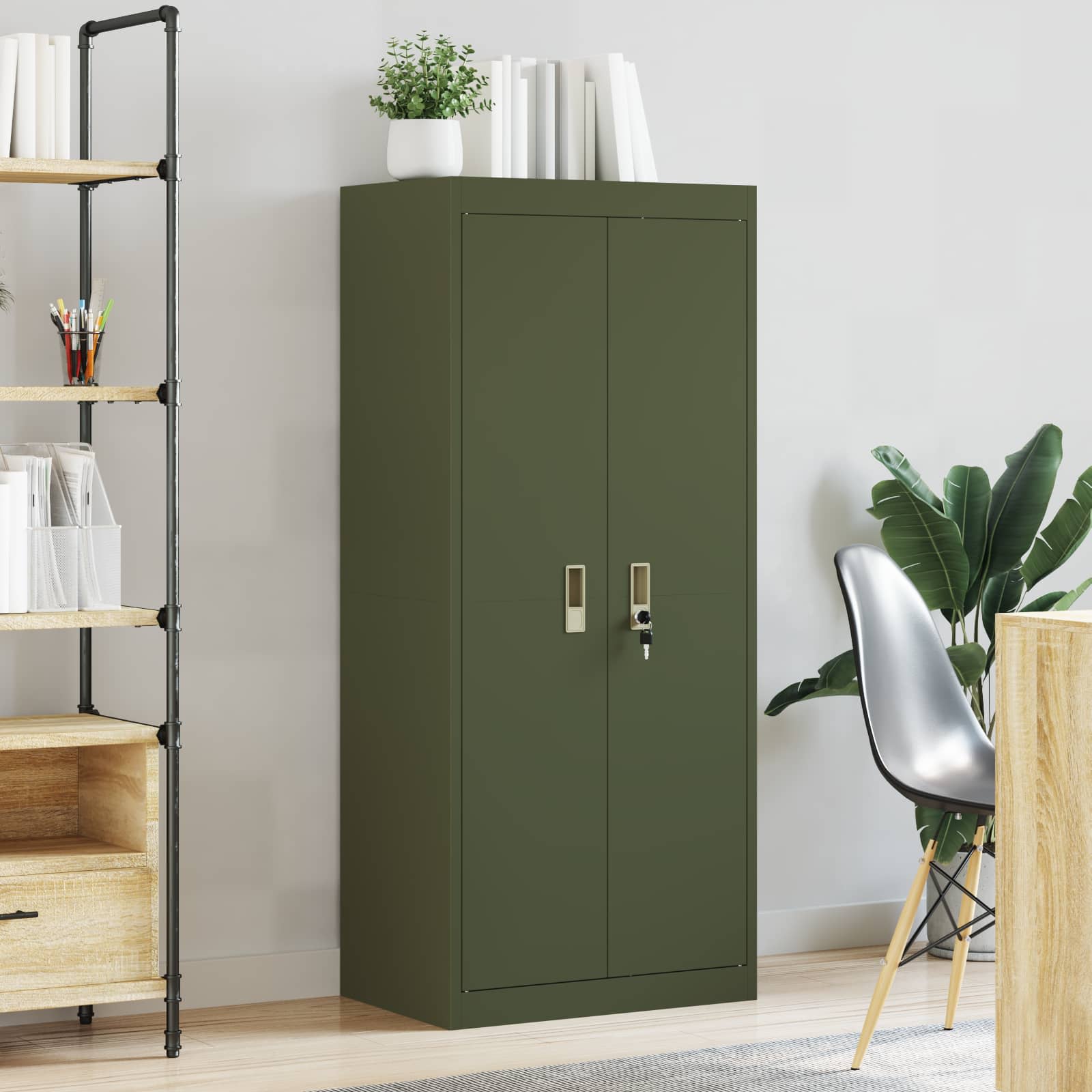 Storage Cabinet Olive Green 60 x 40 x 140 cm Cold-Rolled Steel