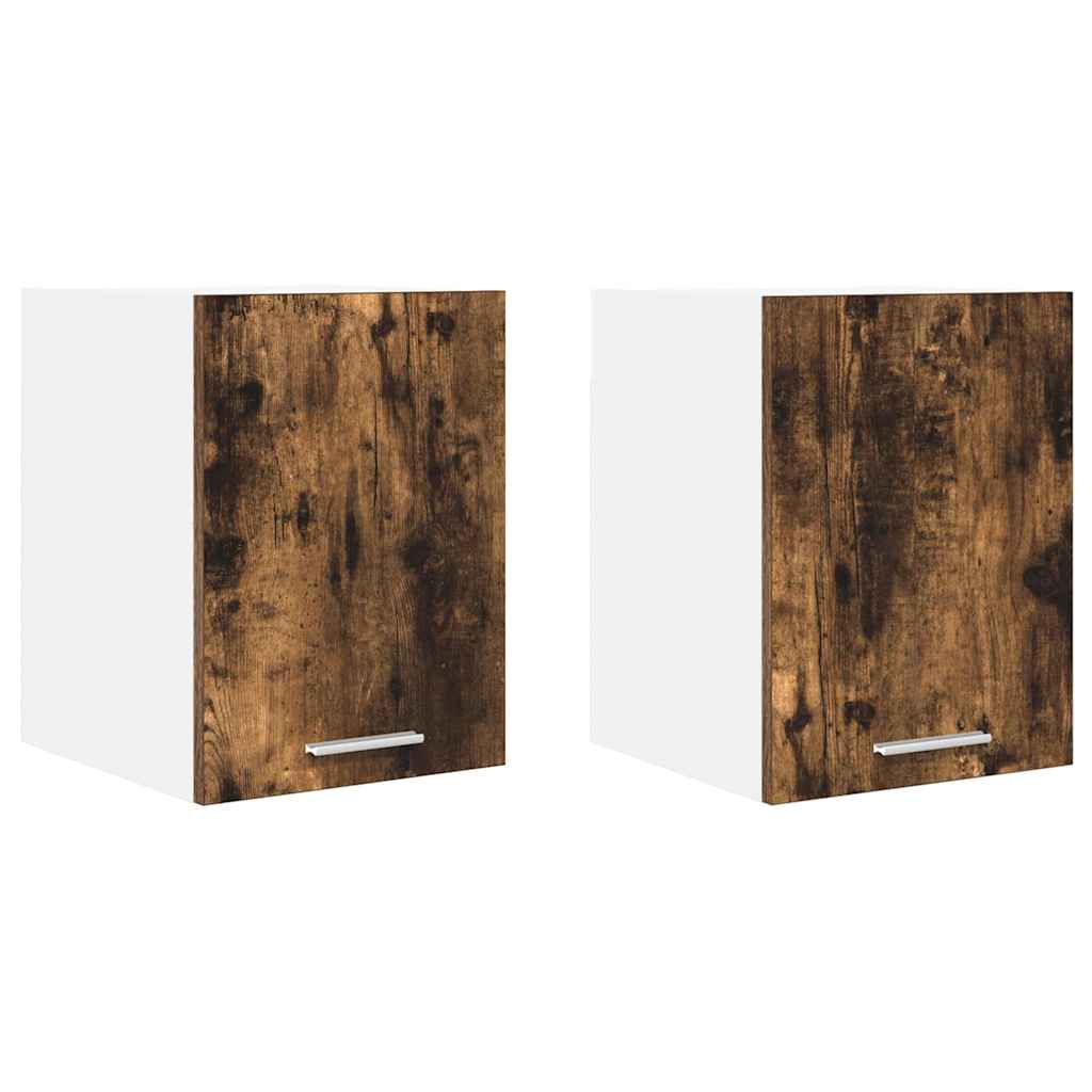 Hanging Cabinet 2 pcs Smoked Oak and White 30 x 31 x 40 cm