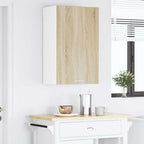 Hanging Cabinet with Door Sonoma Oak and White 50 x 31 x 80 cm