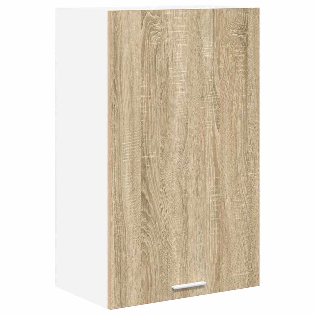 Hanging Cabinet with Door Sonoma Oak and White 50 x 31 x 80 cm