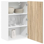 Hanging Cabinet with Door Sonoma Oak and White 50 x 31 x 80 cm
