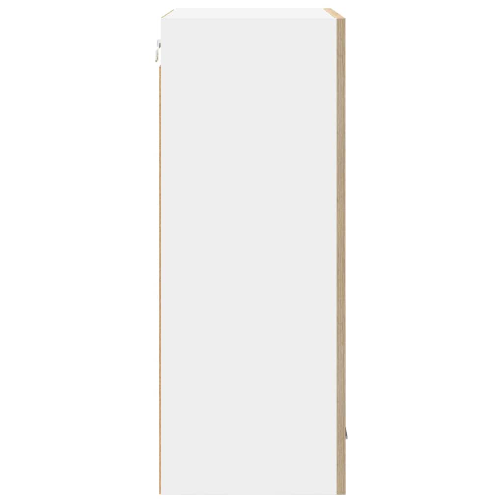 Hanging Cabinet with Door Sonoma Oak and White 50 x 31 x 80 cm
