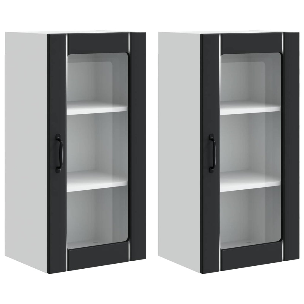 Kitchen Cabinet 2 pcs Black 40 x 31 x 80 cm Engineered Wood