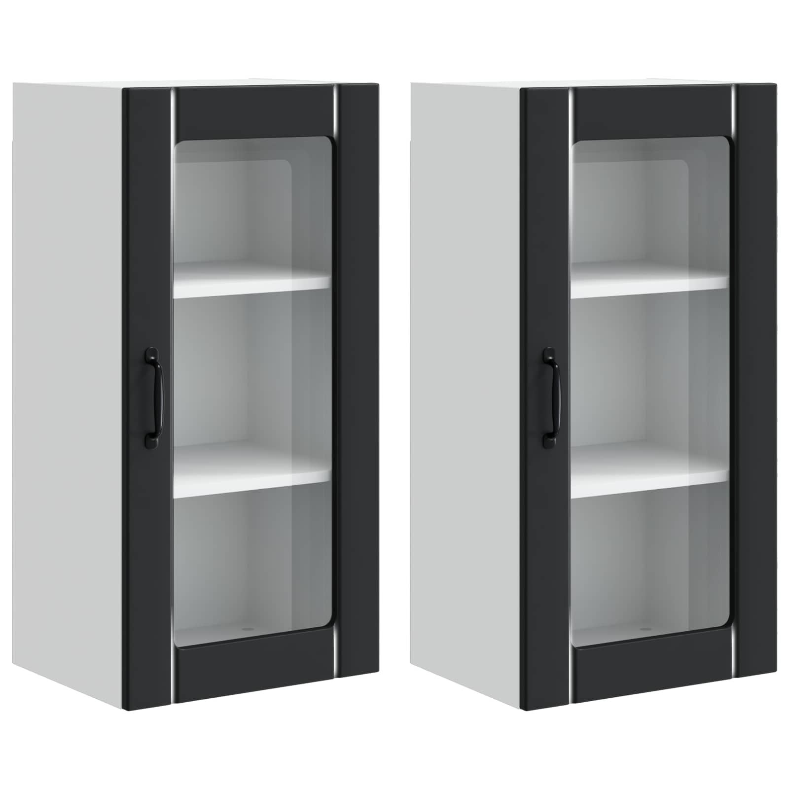 Kitchen Cabinet 2 pcs Black 40 x 31 x 80 cm Engineered Wood