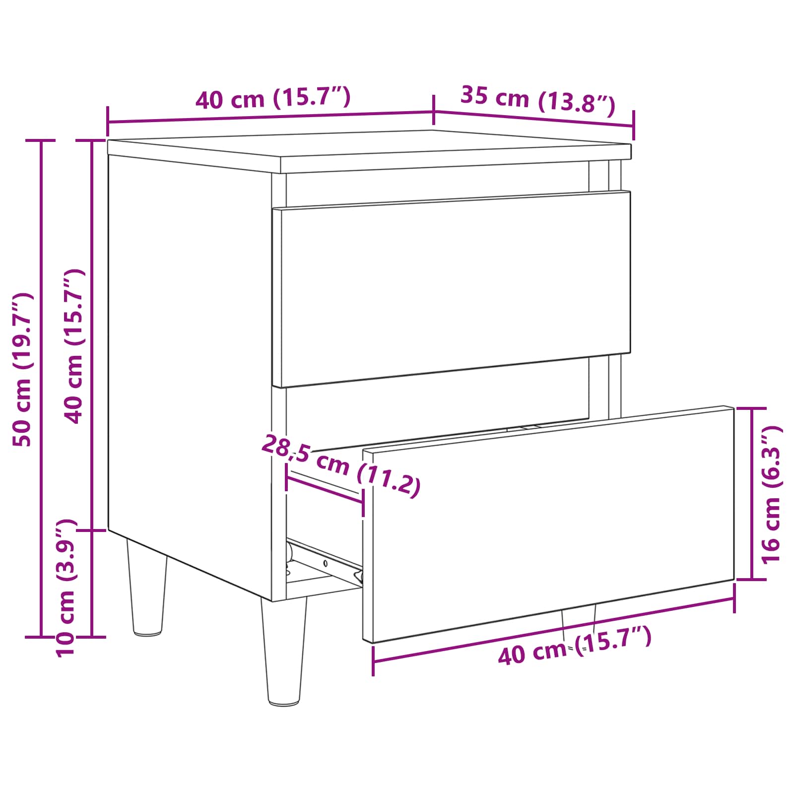 Bed Cabinets 2 pcs Artisan Oak 40 x 35 x 50 cm Engineered Wood