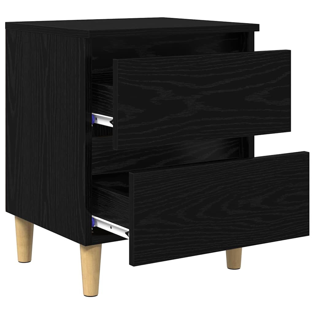 Bed Cabinet Black Oak 40 x 35 x 50 cm Engineered Wood
