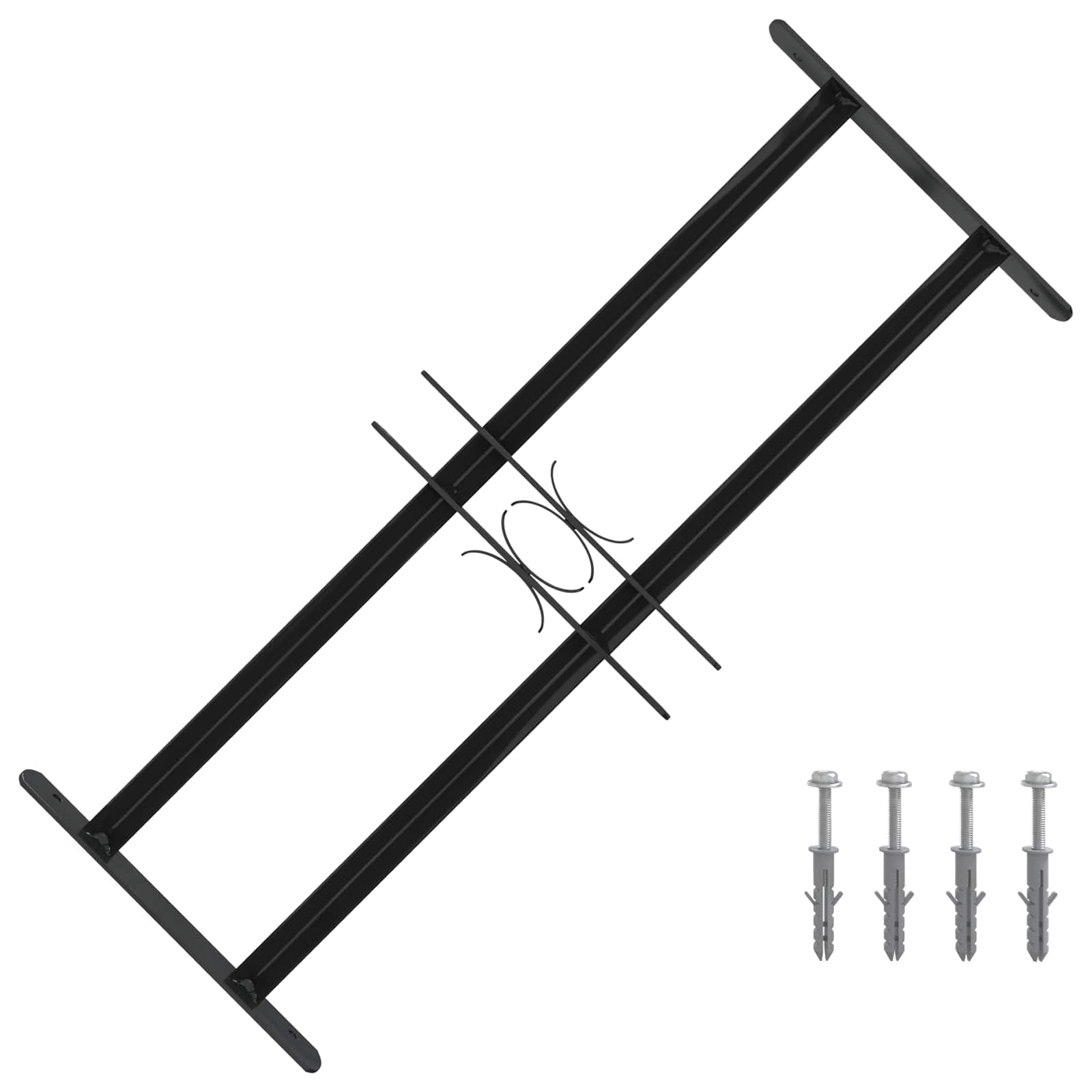 Window Grille Black 76 x 30 cm Powder-Coated Steel