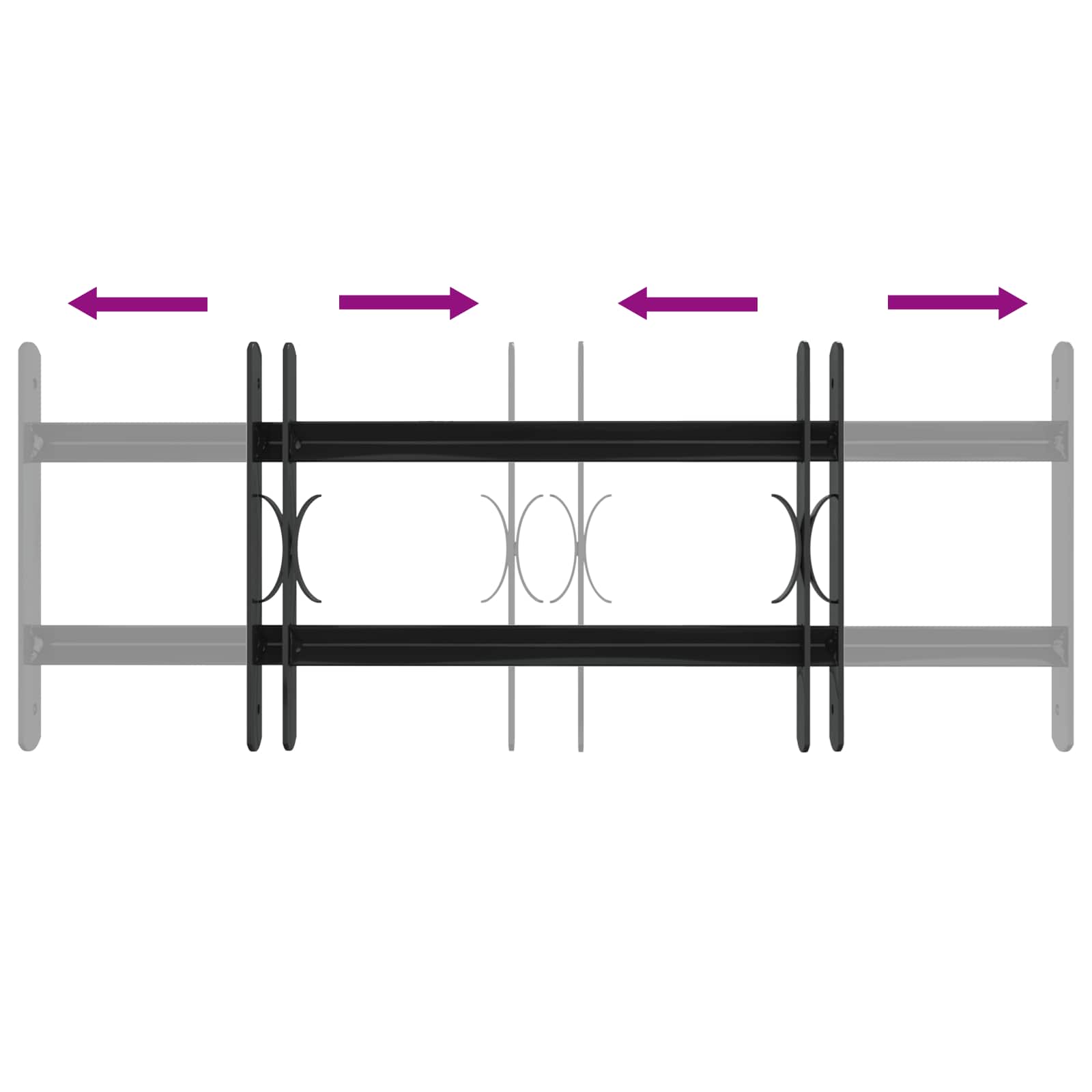 Window Grille Black 76 x 30 cm Powder-Coated Steel