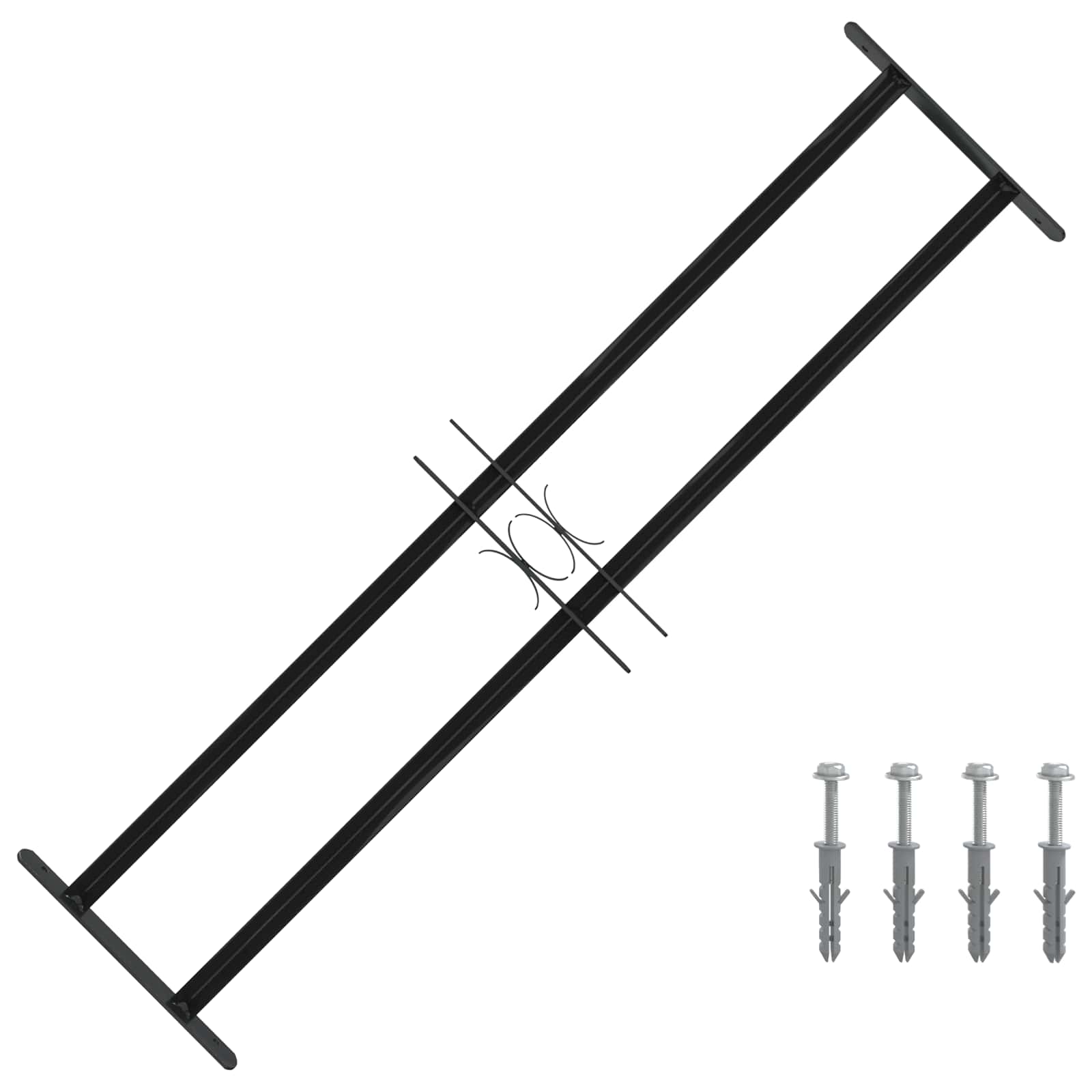 Window Grille Black 115 x 30 cm Powder-Coated Steel