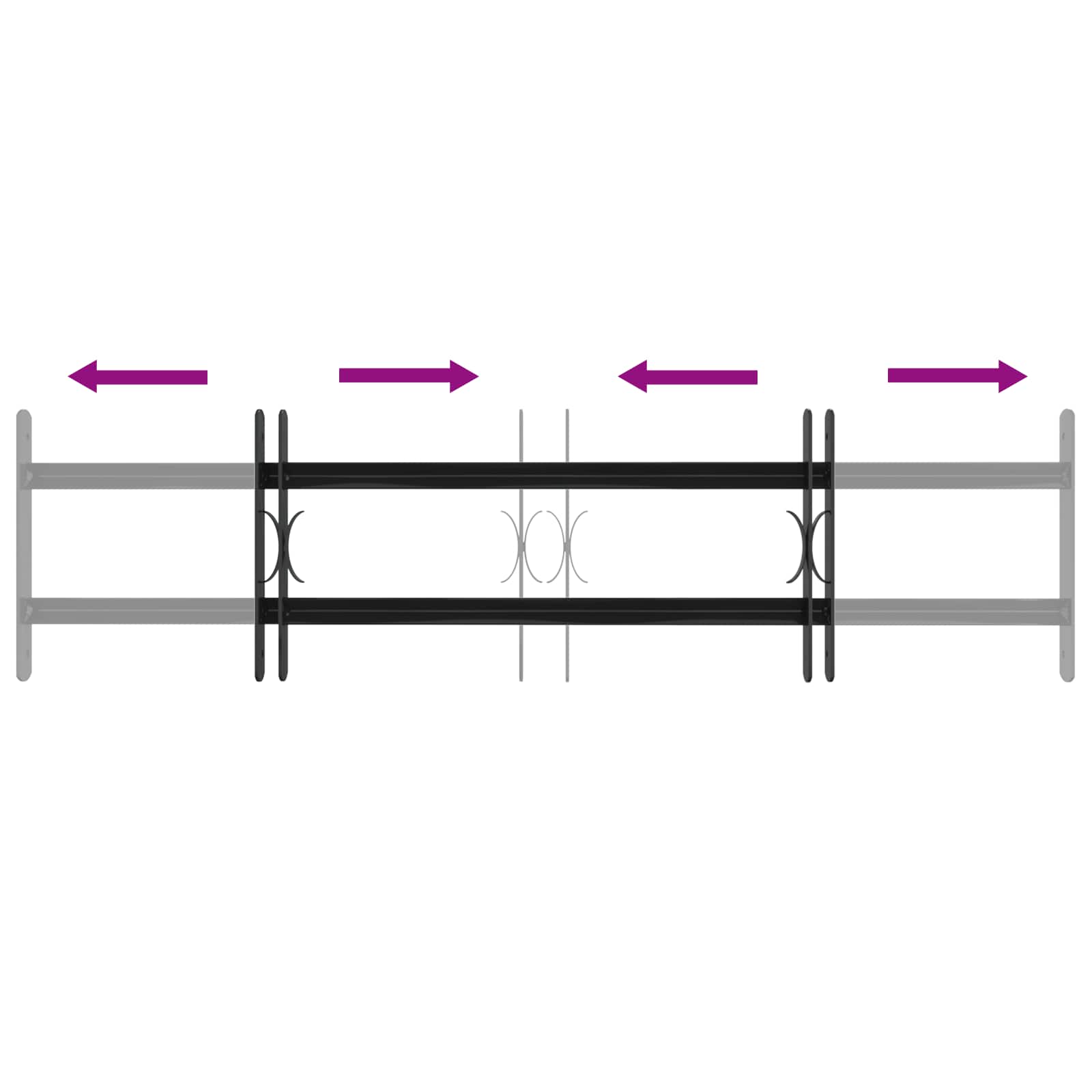 Window Grille Black 115 x 30 cm Powder-Coated Steel