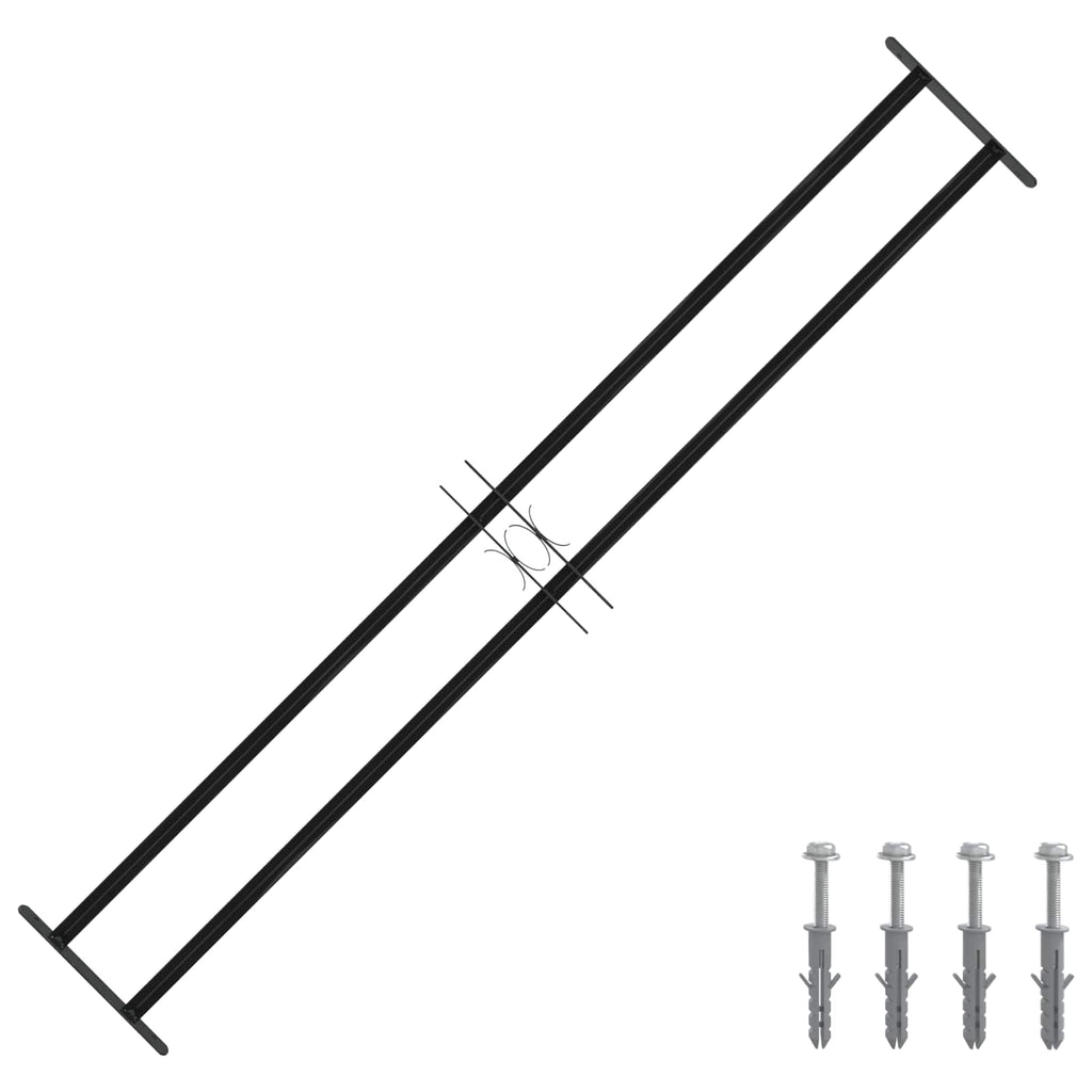 Window Grille Black 176 x 30 cm Powder-Coated Steel