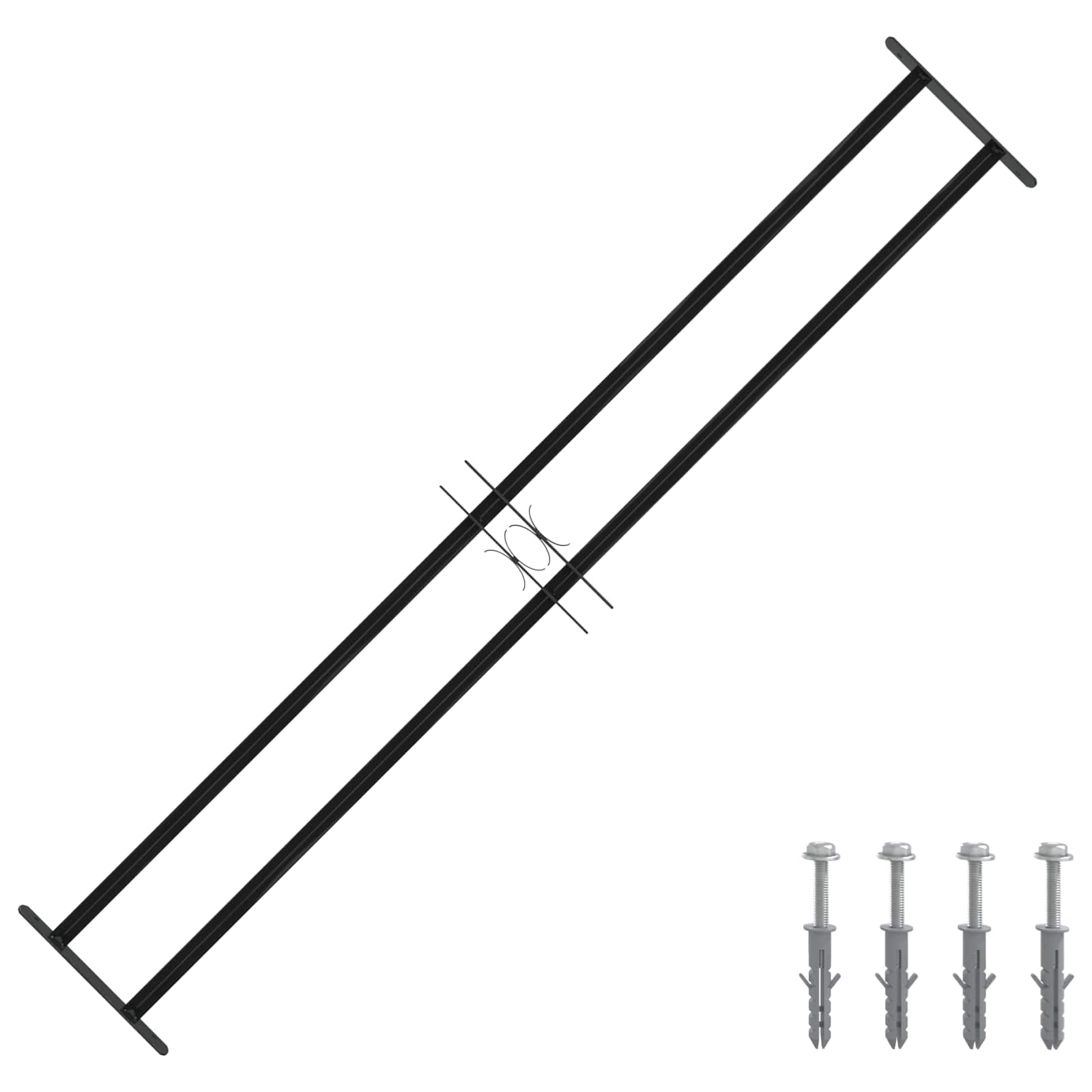 Window Grille Black 176 x 30 cm Powder-Coated Steel