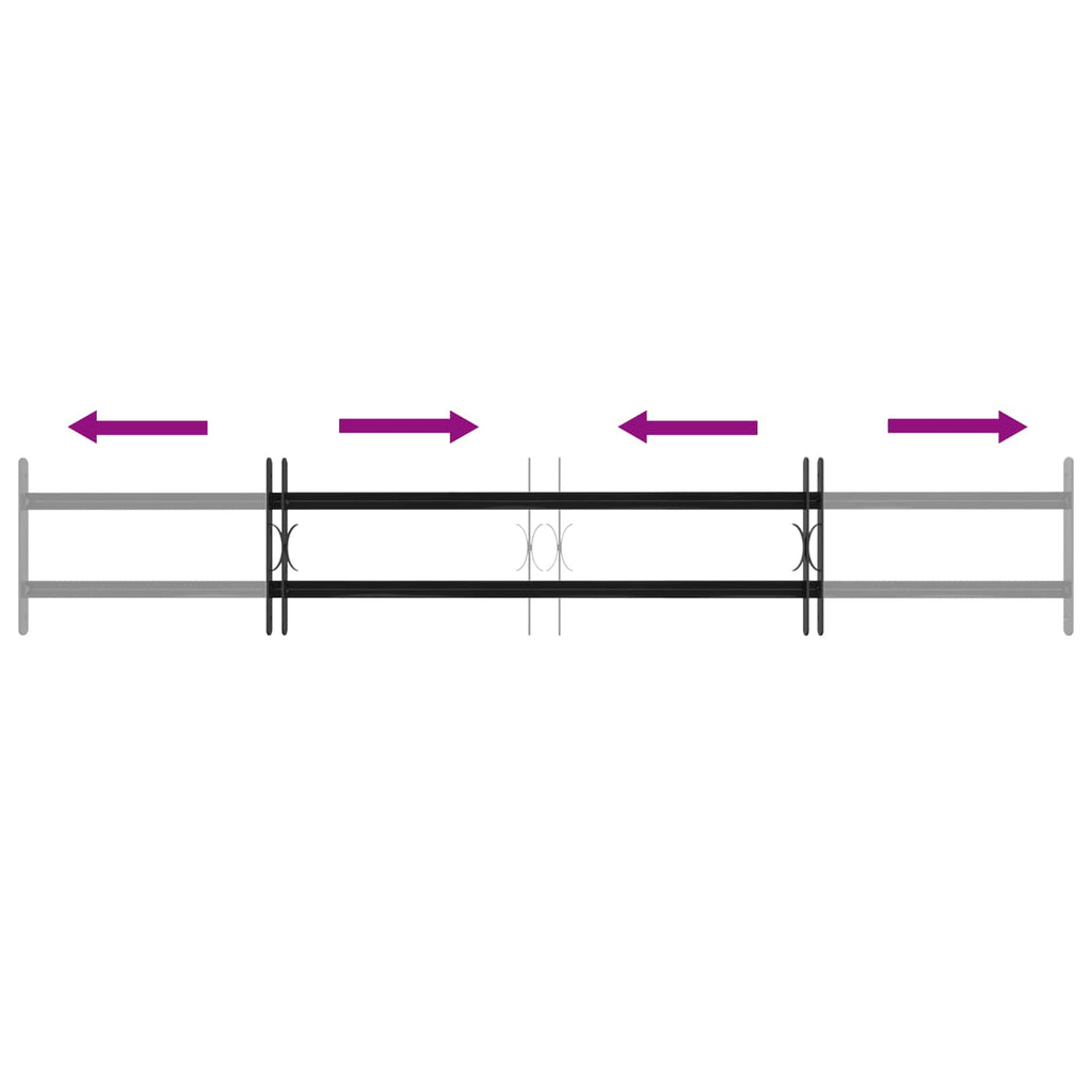 Window Grille Black 176 x 30 cm Powder-Coated Steel