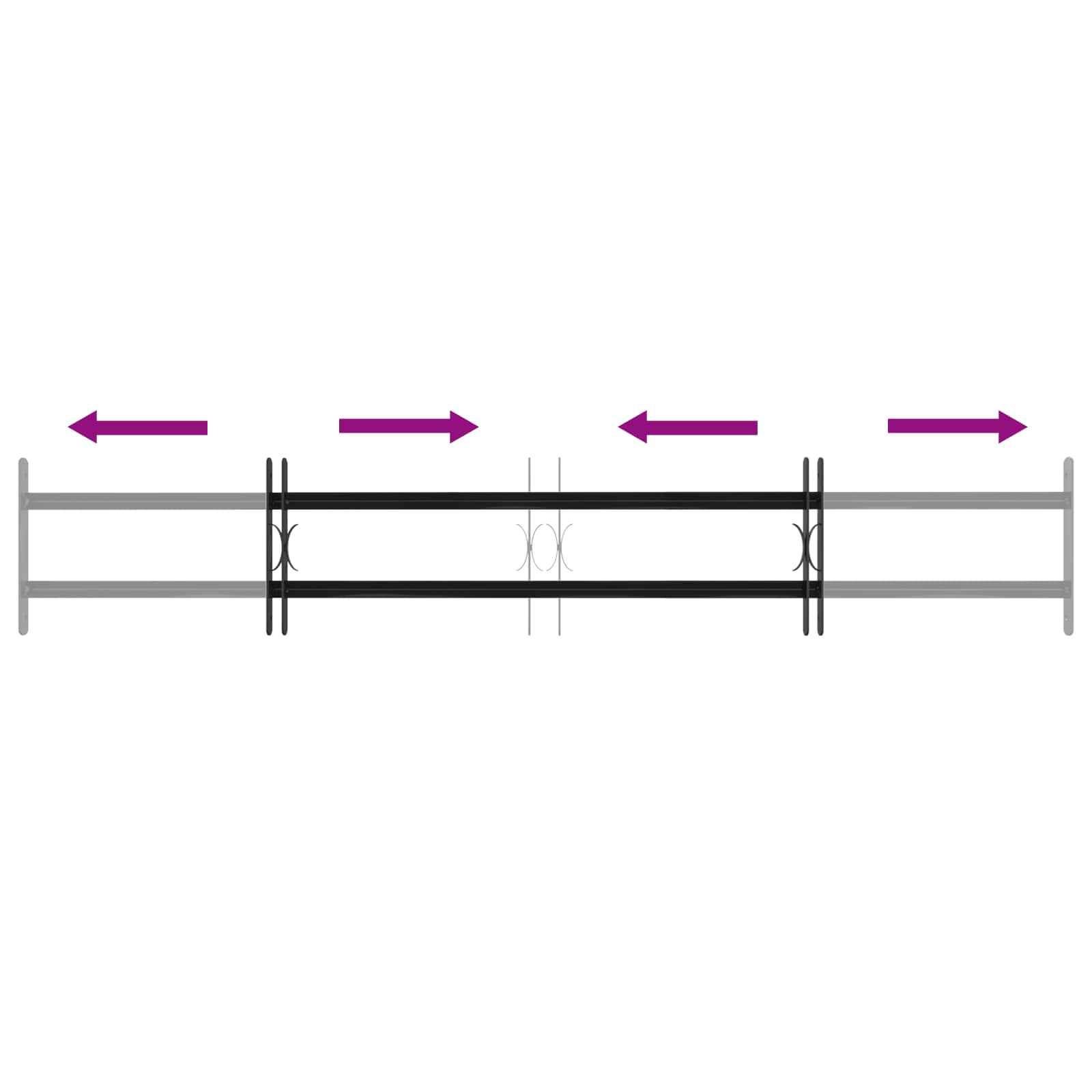 Window Grille Black 176 x 30 cm Powder-Coated Steel