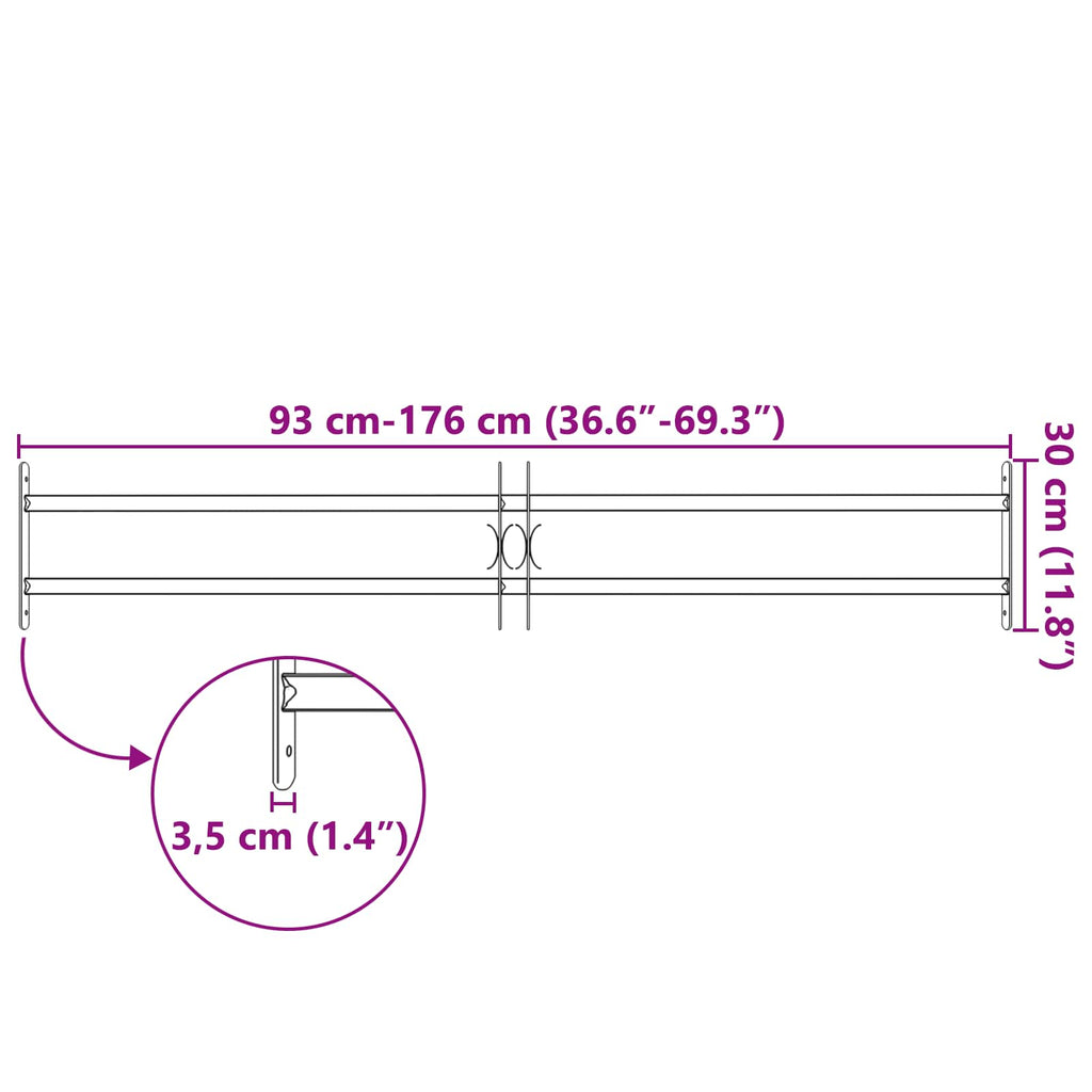 Window Grille Black 176 x 30 cm Powder-Coated Steel