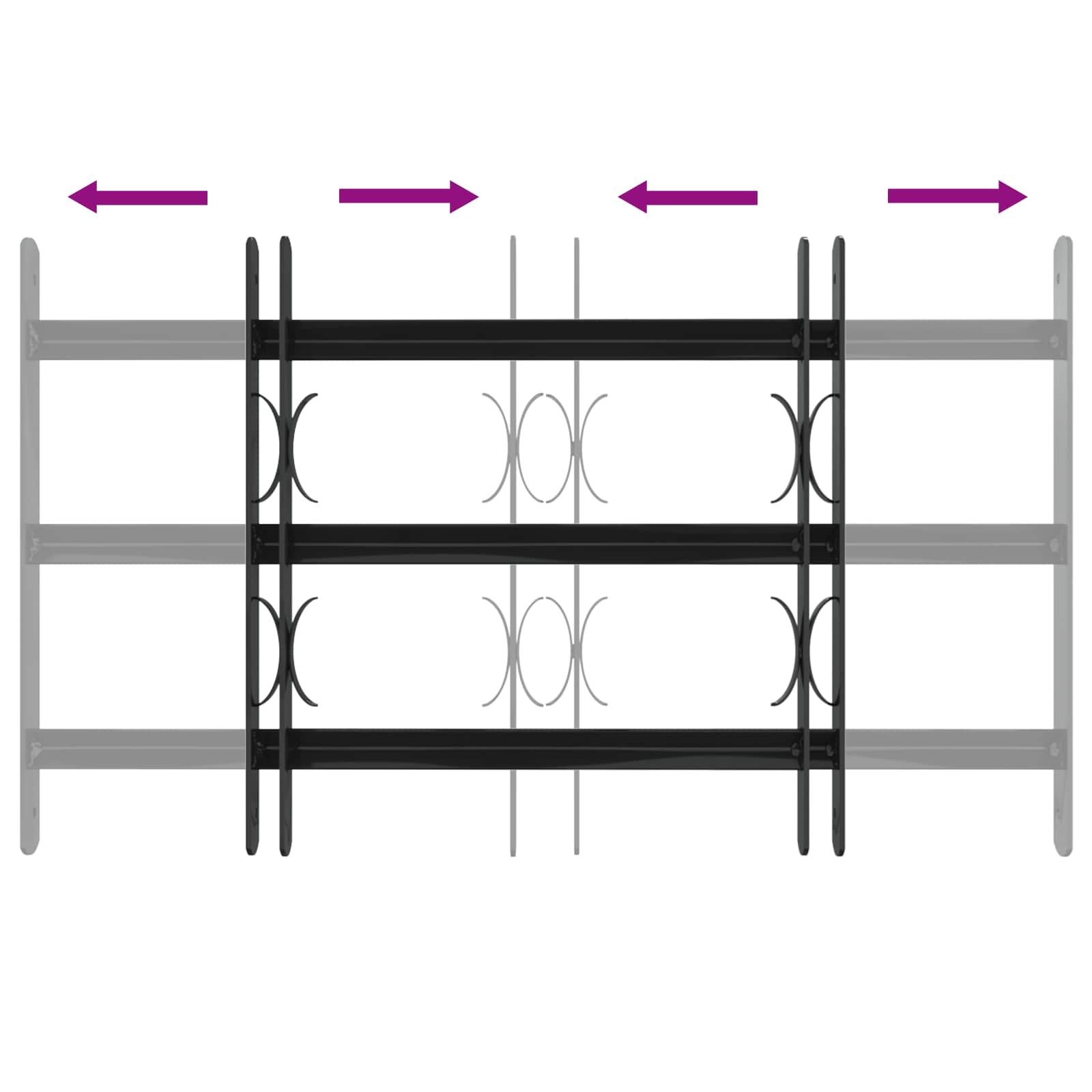 Window Grille Black 75.5 x 45 cm Powder-Coated Steel