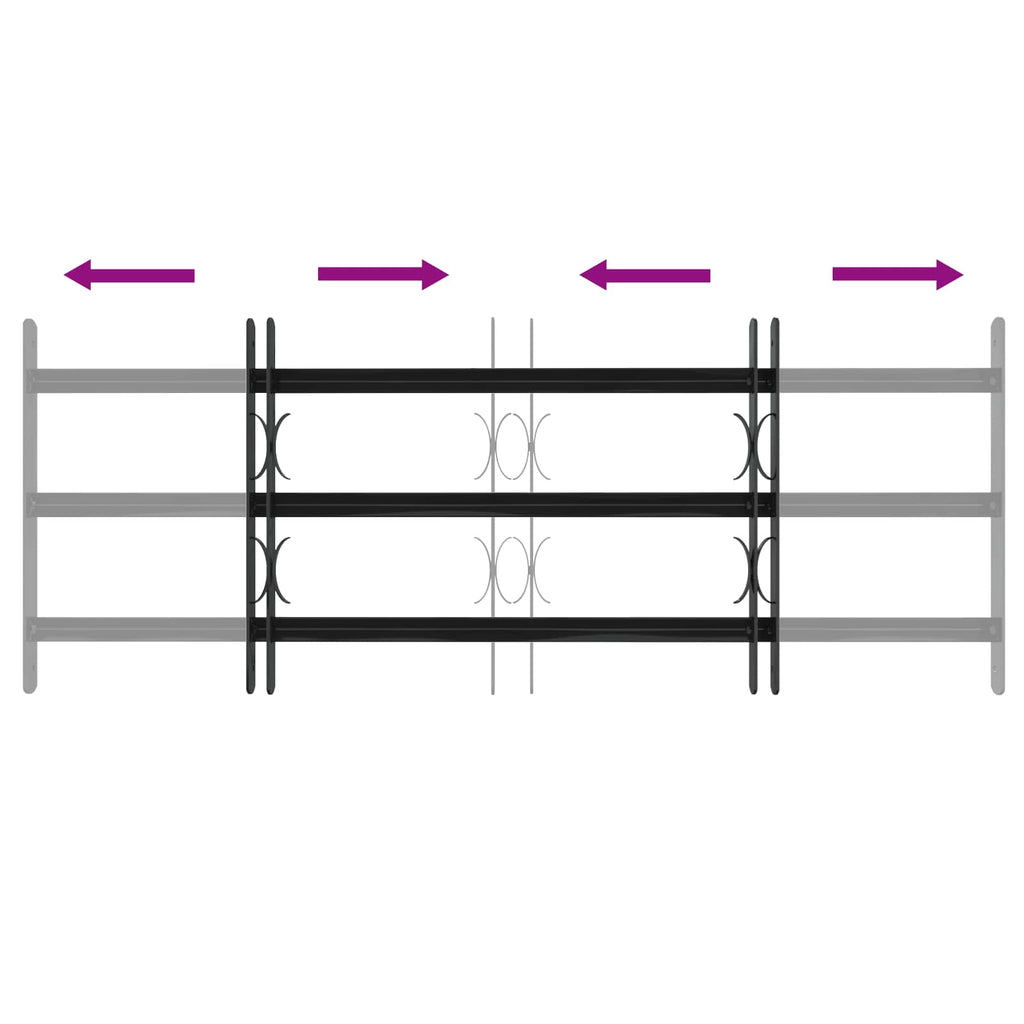 Window Grille Black 116 x 45 cm Powder-Coated Steel