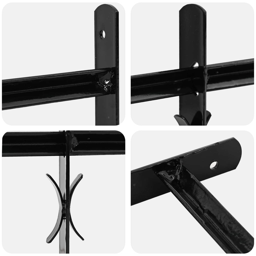 Window Grille Black 174 x 45 cm Powder-Coated Steel