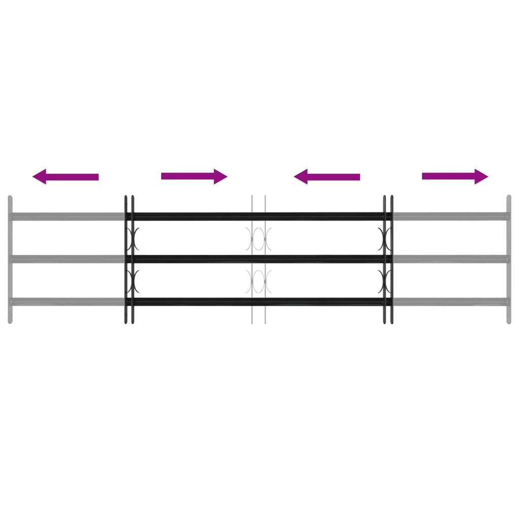 Window Grille Black 174 x 45 cm Powder-Coated Steel