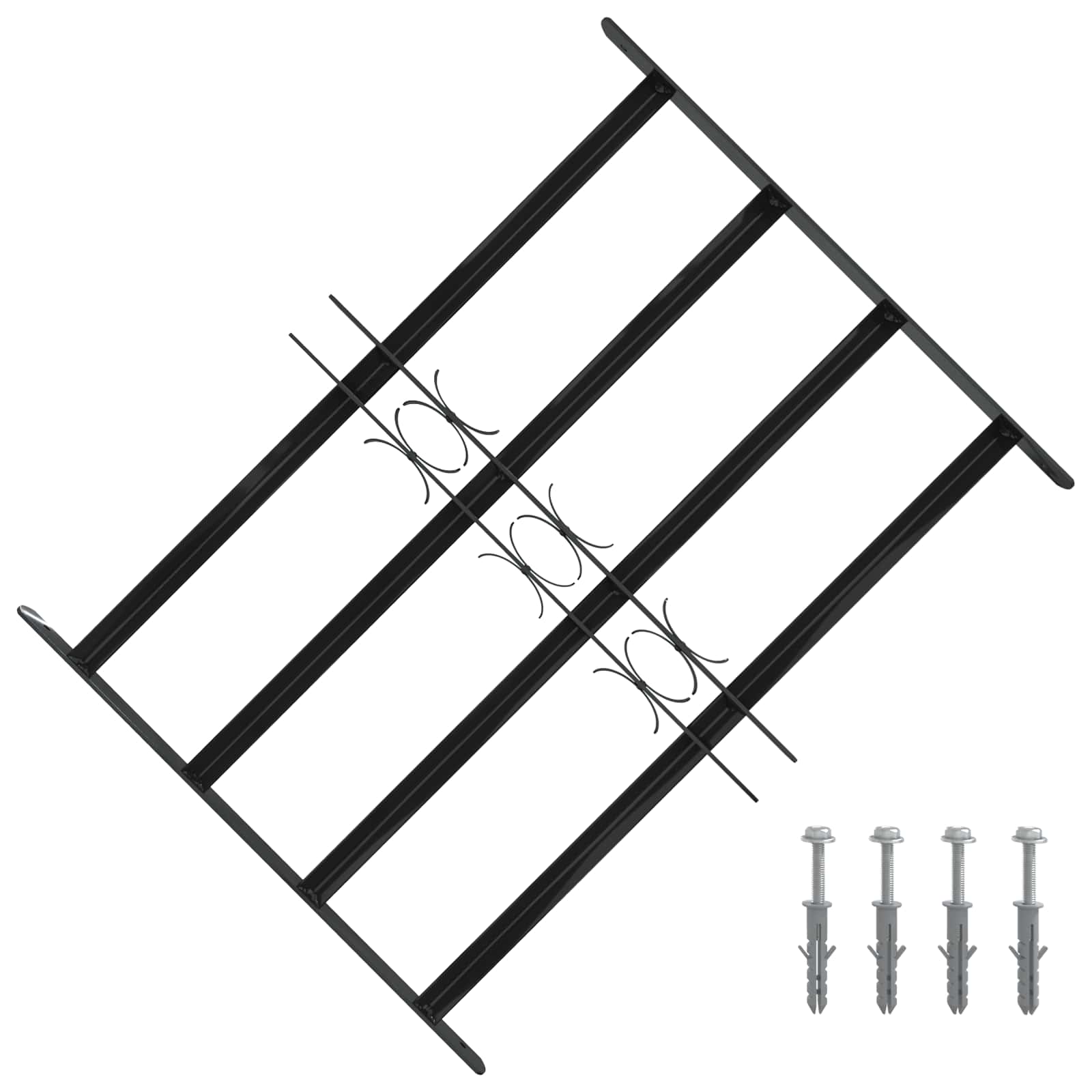 Window Grille Black 75.5 x 60 cm Powder-Coated Steel