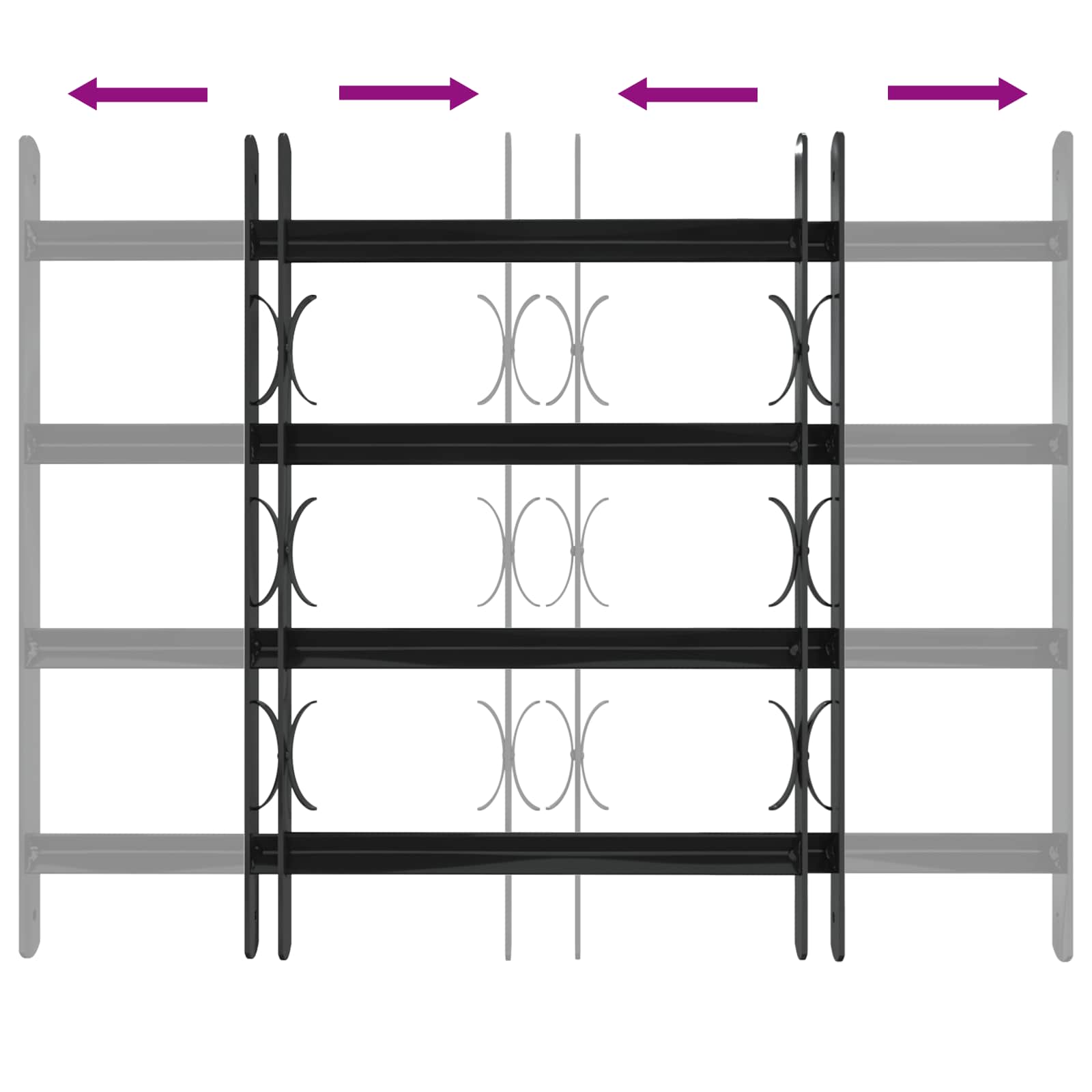 Window Grille Black 75.5 x 60 cm Powder-Coated Steel