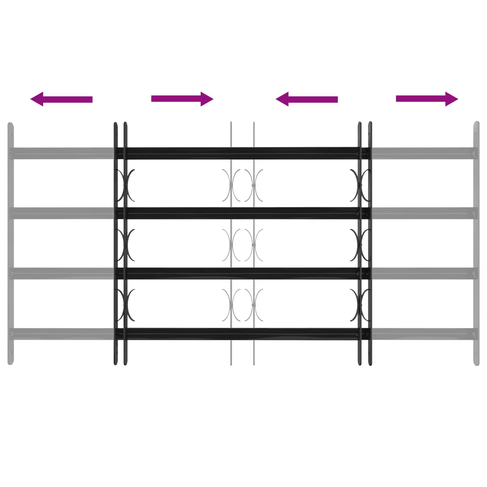 Window Grille Black 115 x 60 cm Powder-Coated Steel