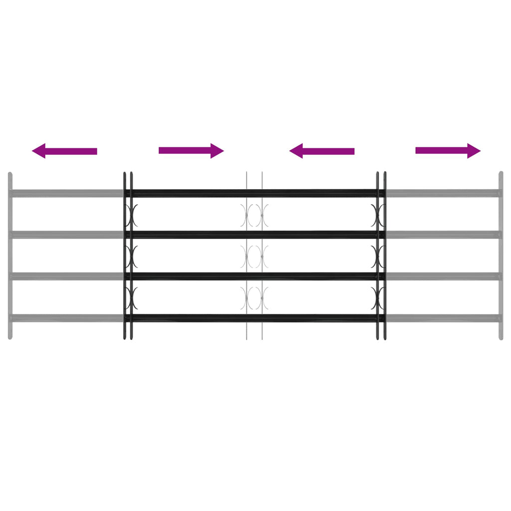 Window Grille Black 175 x 60 cm Powder-Coated Steel